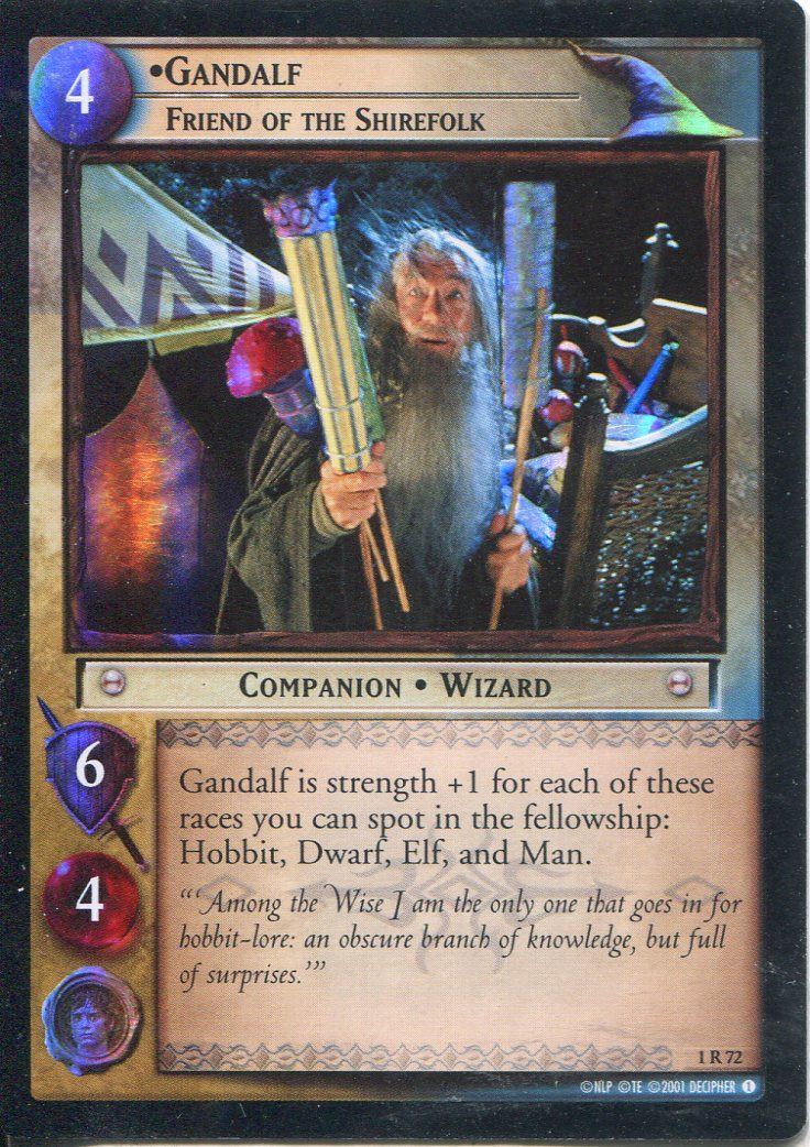 Lord Of The Rings CCG FotR Card 1.R72 Gandalf Friend Of The Shirefolk