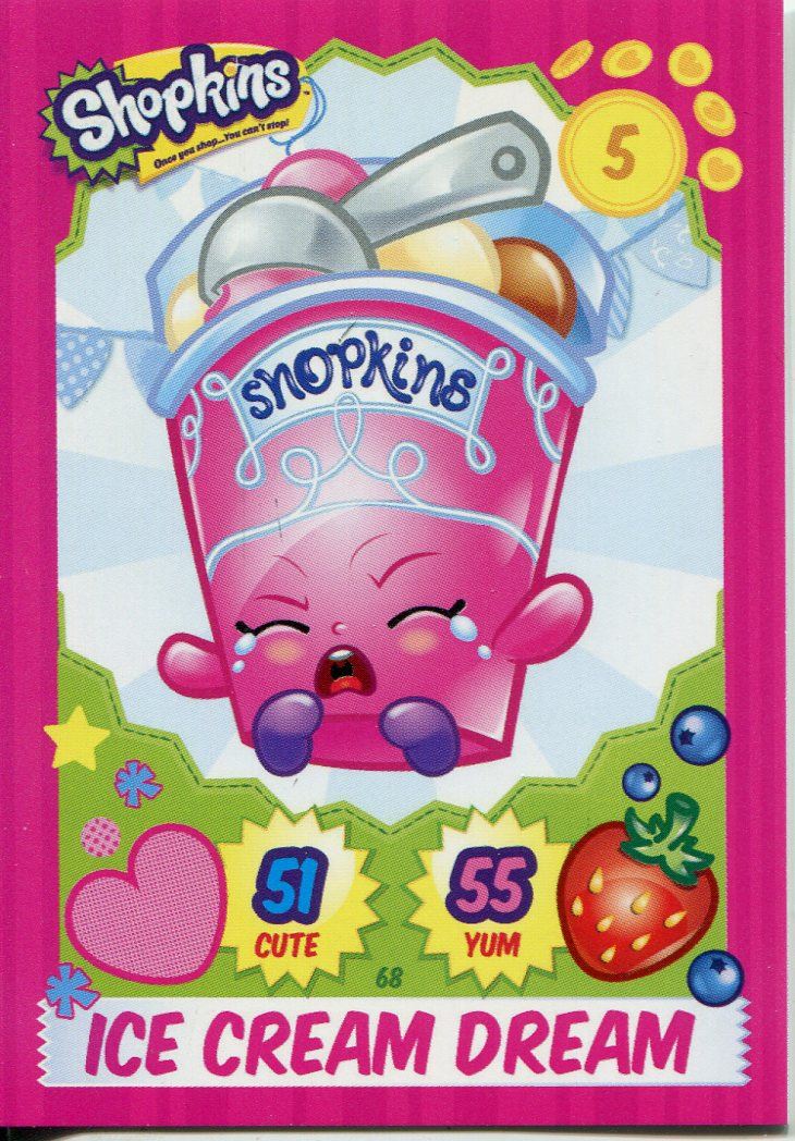Topps Shopkins Series 1-4 Trading Cards Base Card #68 Ice Cream Dream
