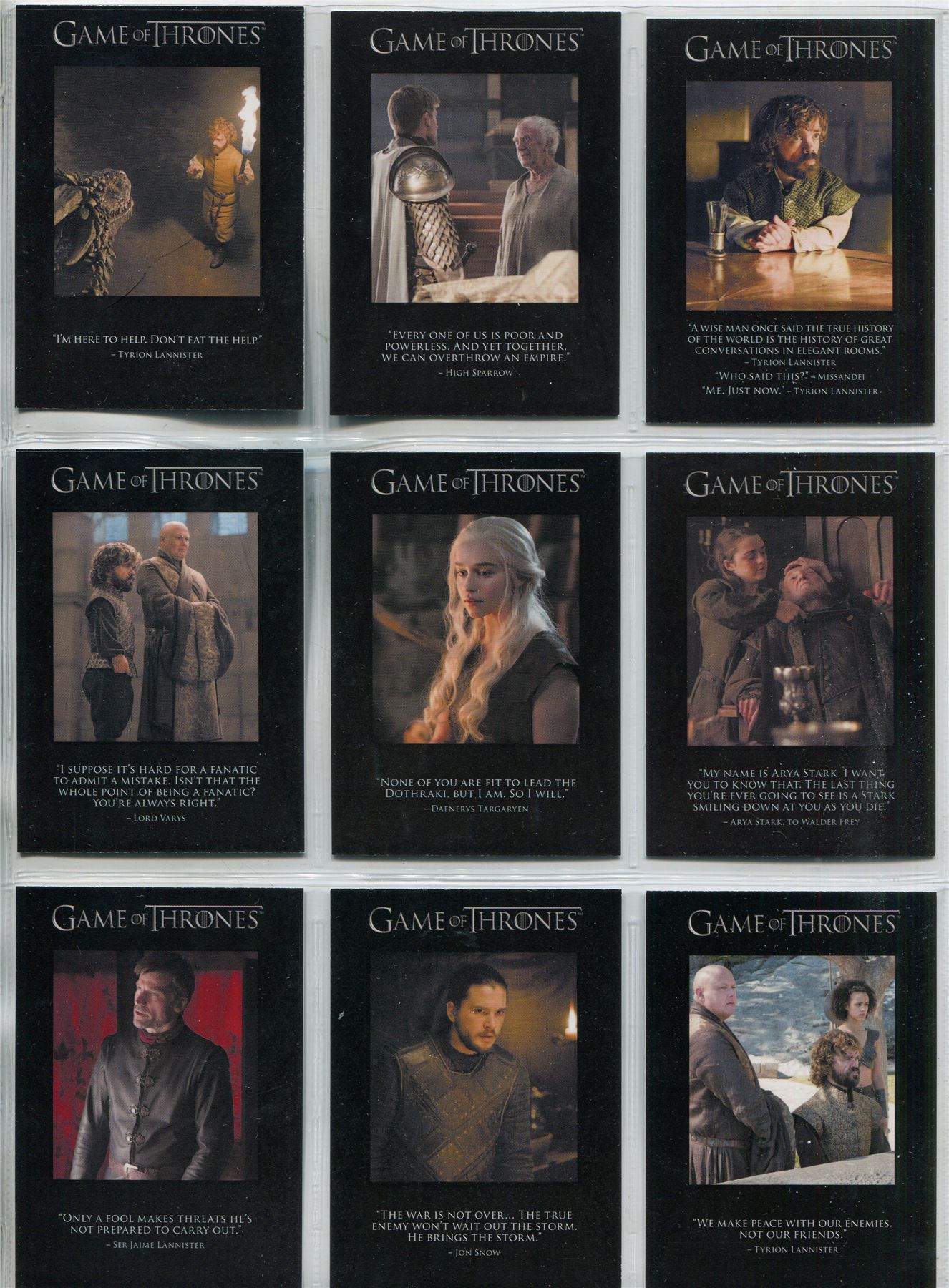 Game Of Thrones Season 6 Quotable Game Of Thrones Chase Card Q52