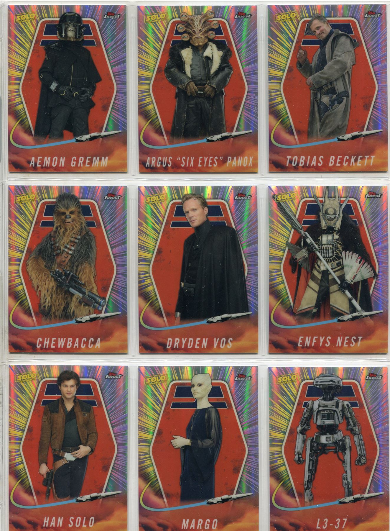 Solo A Star Wars Story Complete Ships /& Vehicles Chase Card Set SV1-9
