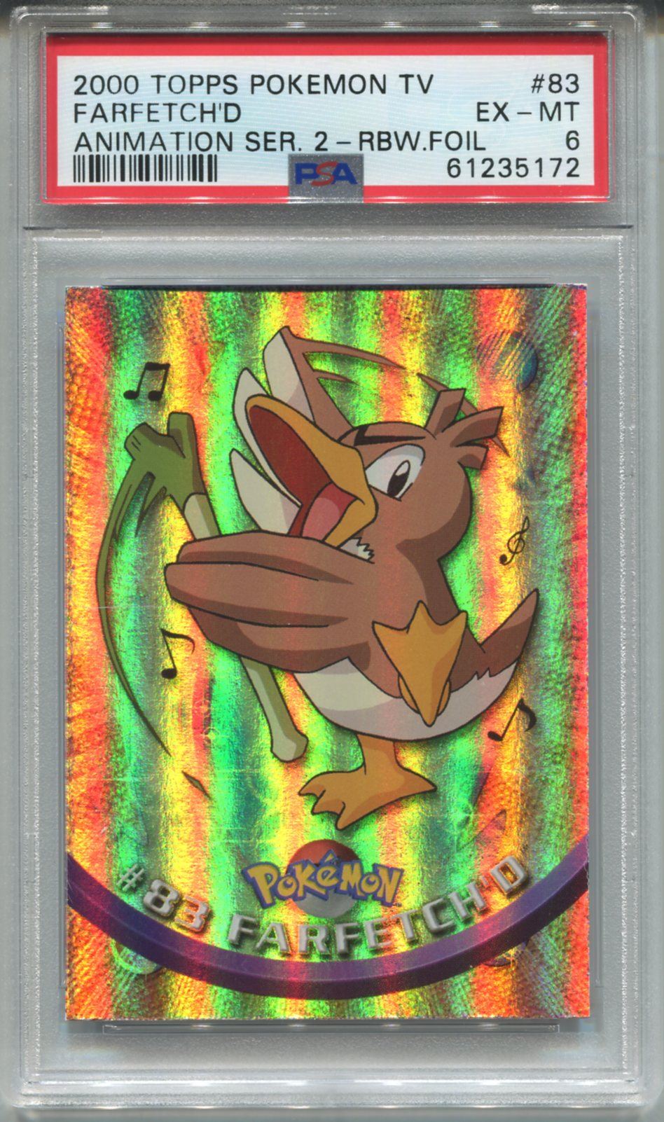 Topps Pokemon TV Animation Series 2 Rainbow Foil #83 Farfetchd PSA