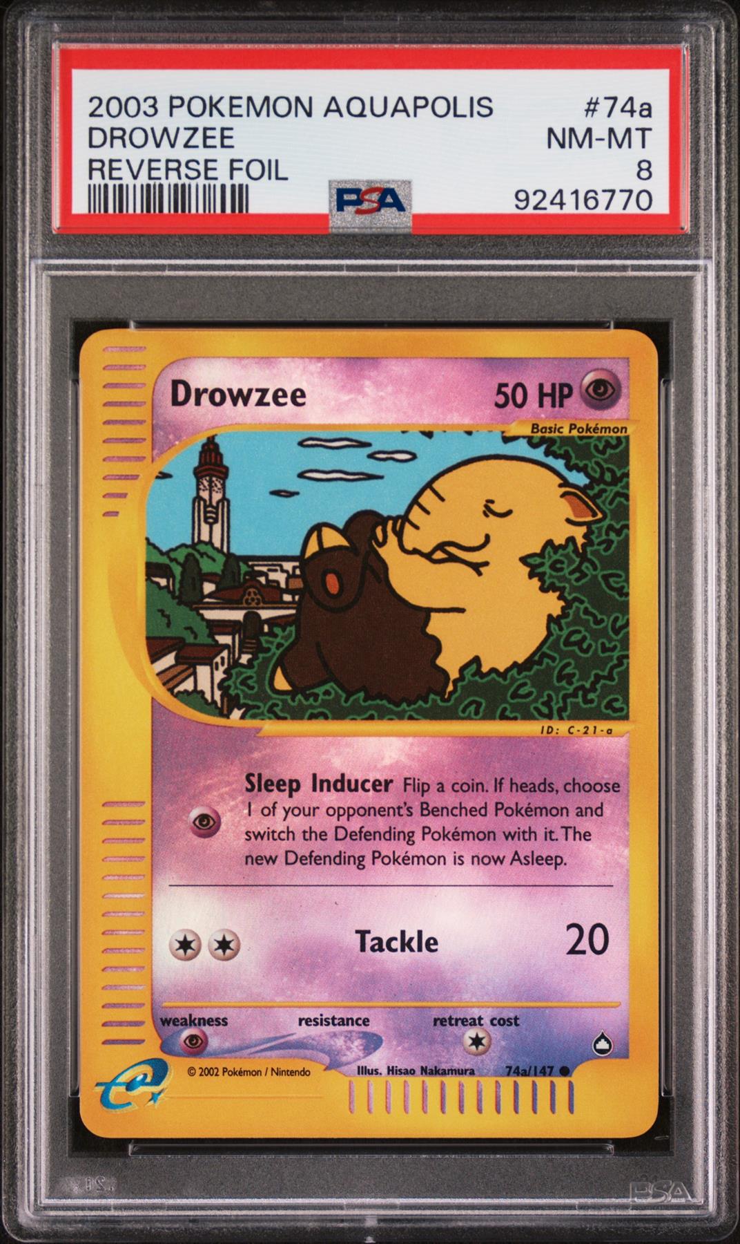 Pokemon WotC Aquapolis Reverse Holo Card #74a Drowzee PSA 8 | eBay