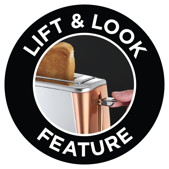 Russell Hobbs 2 Slice Toaster Long Slot Luna Copper with Lift & Look - 24310 - Picture 7 of 10