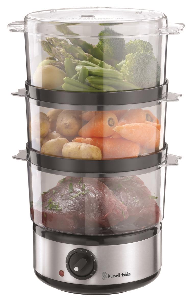 Russell Hobbs Food Collection 7L Compact 3 Tier Food Steamer and Rice