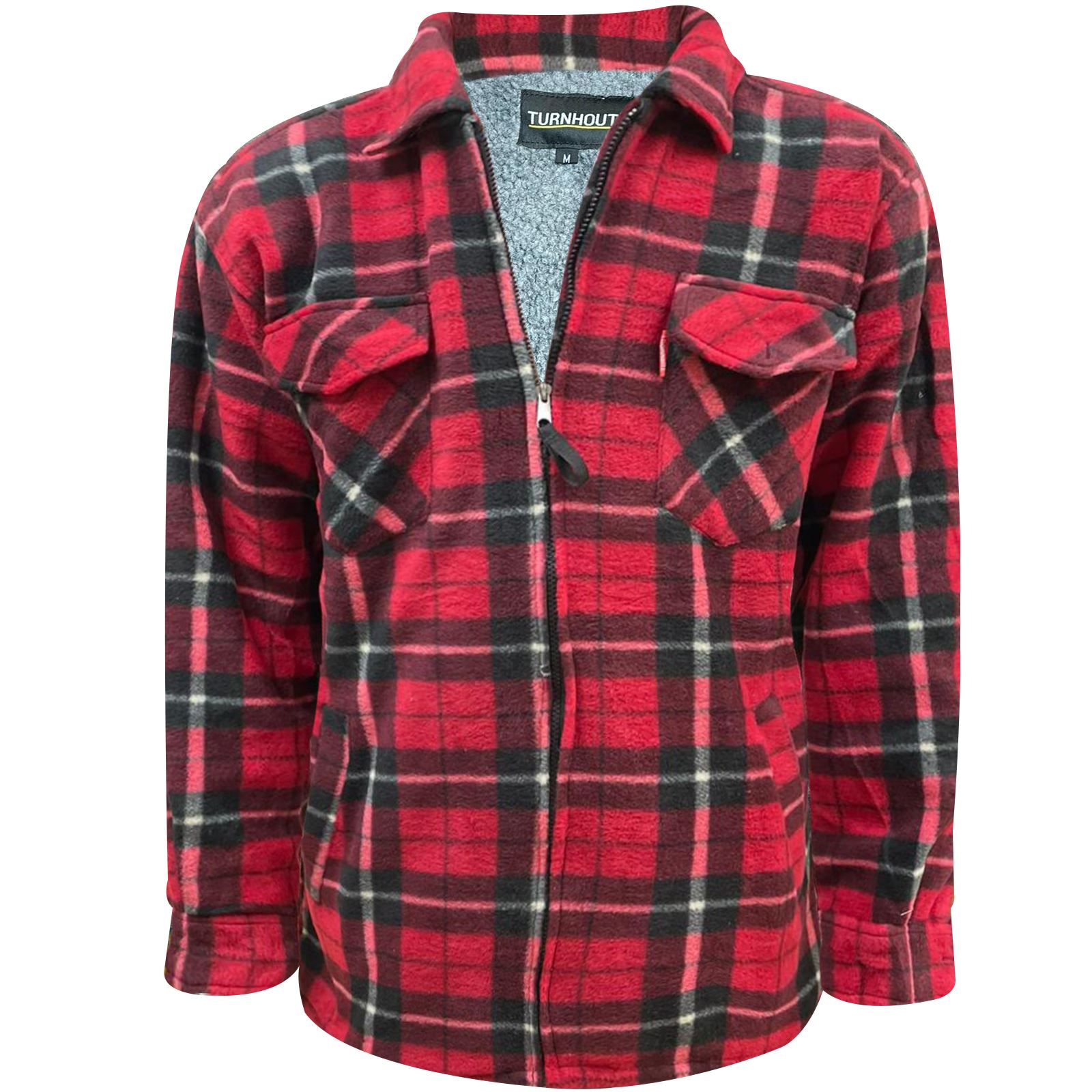 Mens Fleece Sherpa Flannel Padded Work Shirt Sherpa Fur Lined Lumberjack Jacket - Picture 9 of 24