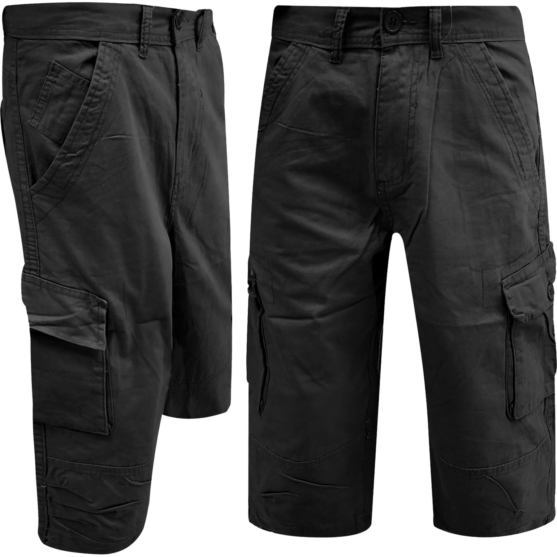Mens ExWrangler Long Length 3/4 Cargo Combat Three Quarter Chino Twill