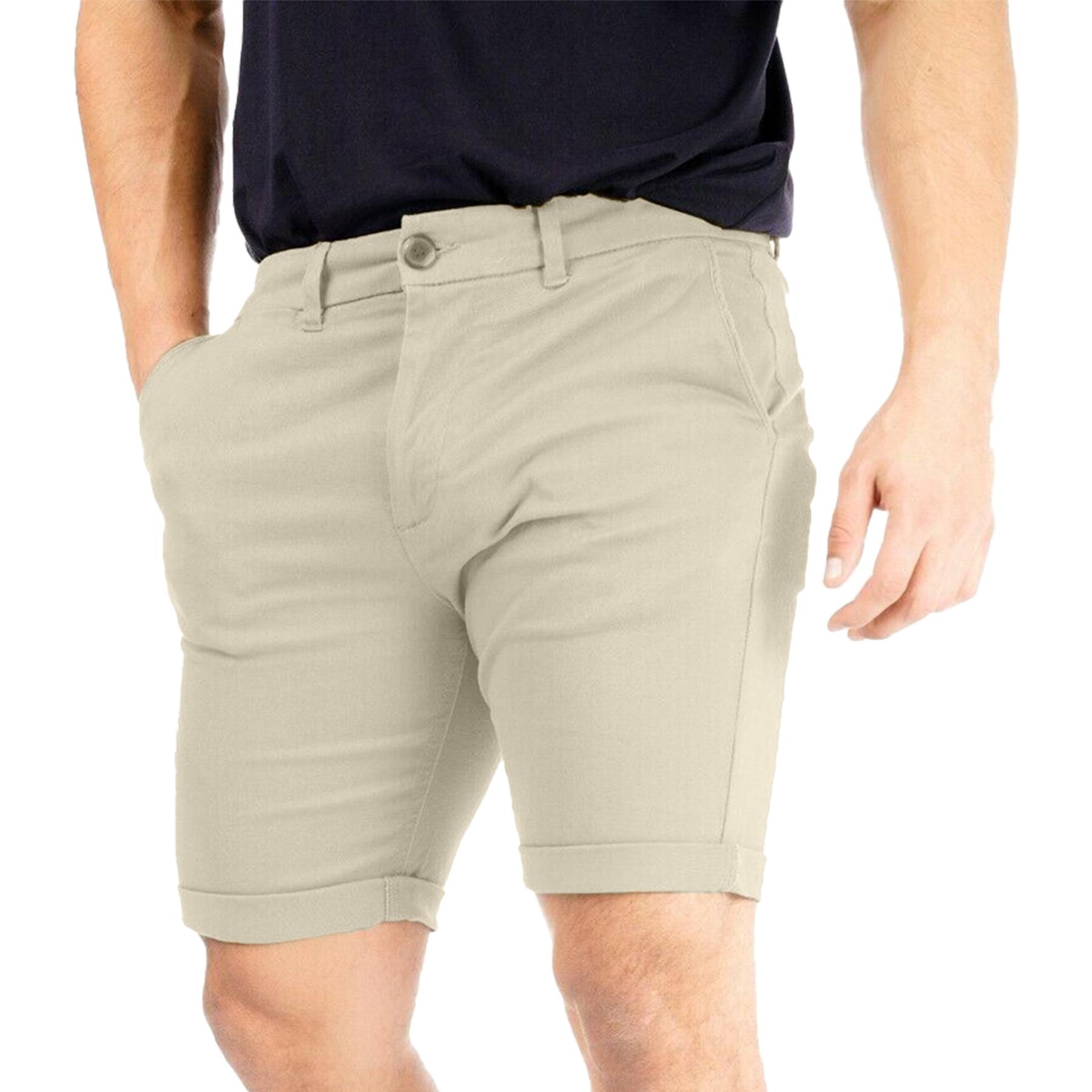 Mens Chino Shorts Casual Slim Fit Stretch Classic Relaxed Golf Summer Half Pant - Picture 23 of 30
