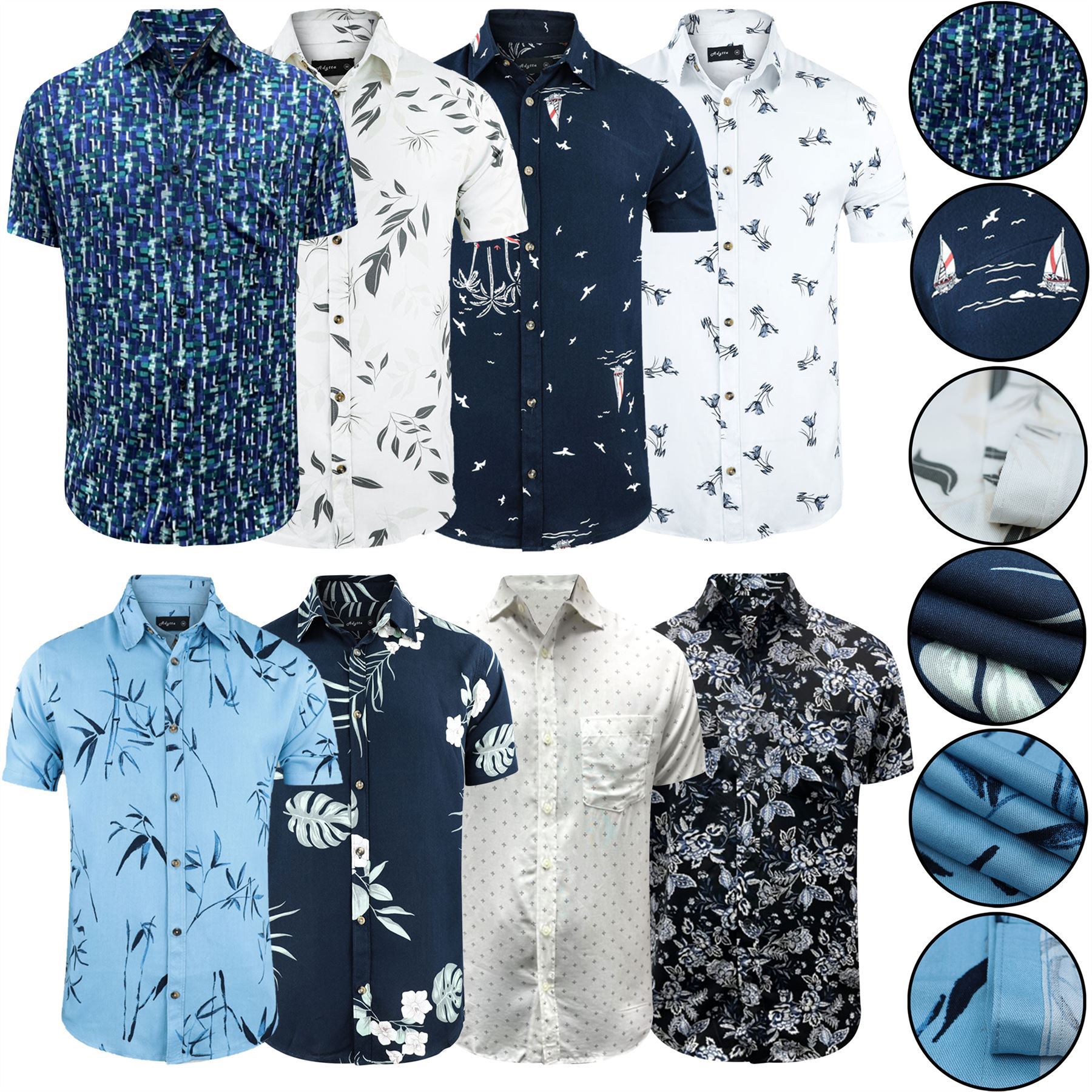 Mens Hawaiian Shirt 4 Pack Springfield Floral Summer Short Sleeve Beach Holiday - Picture 6 of 6