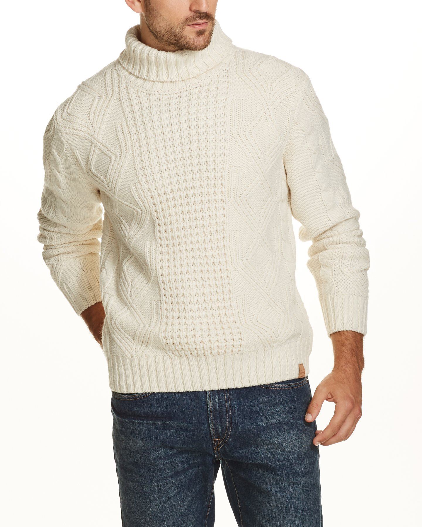 mens roll neck fisherman sweater