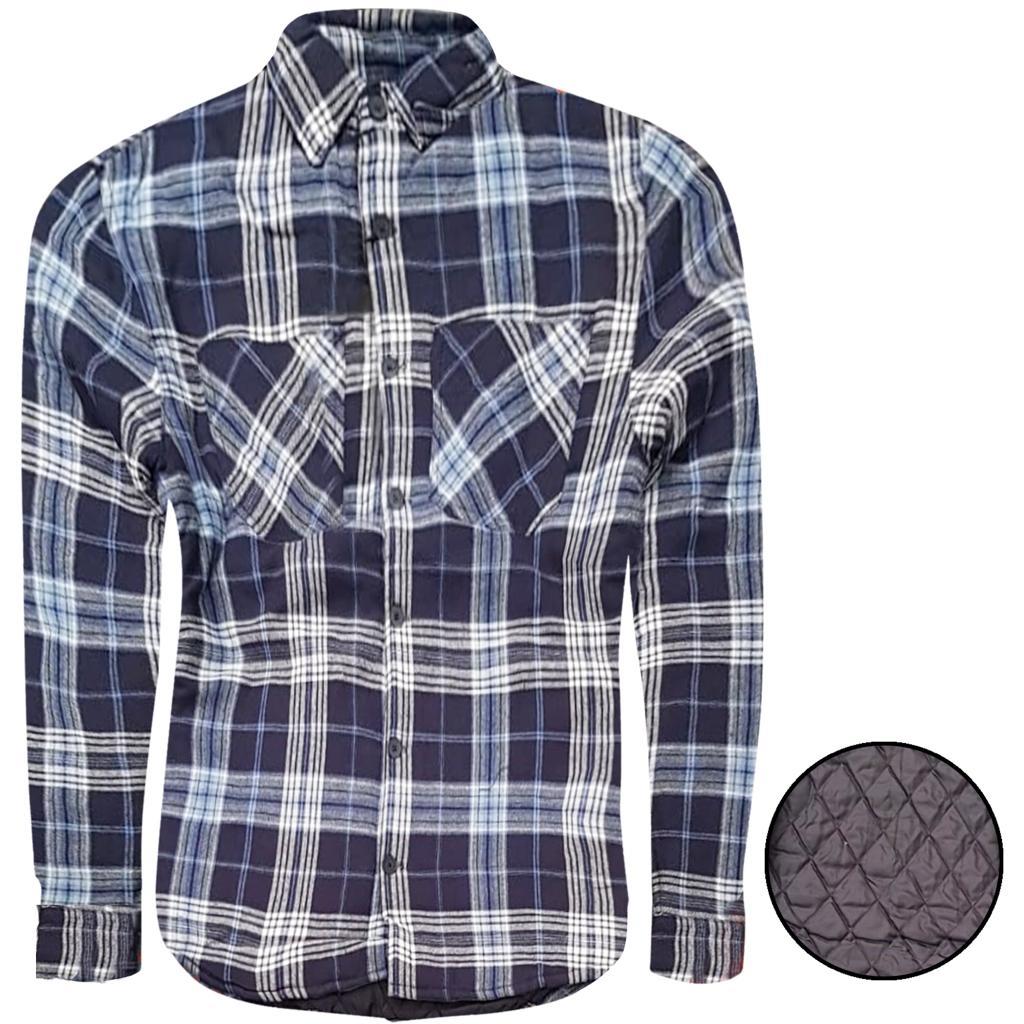 Mens Quilted Lined Shirt Thick Lumberjack Flannel Check Work Warm Padded Jacket - Picture 20 of 24