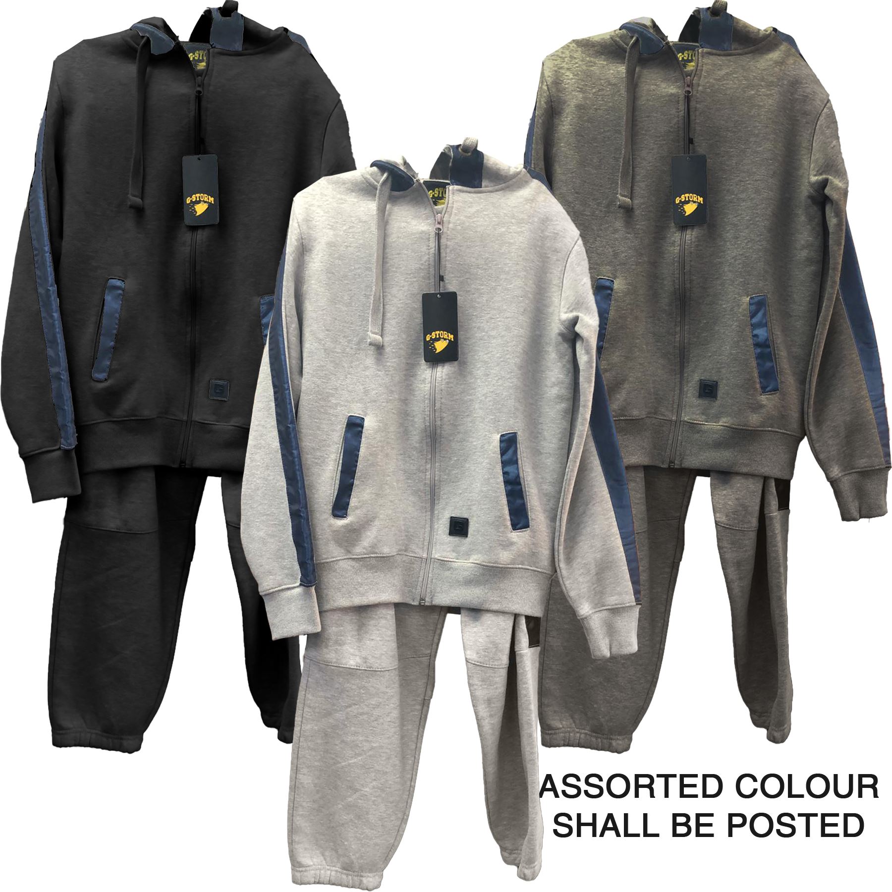 Mens Tracksuit Set Fleece Hoodie Top Bottoms Jogging Joggers Gym BLAK,GREY S-2XL