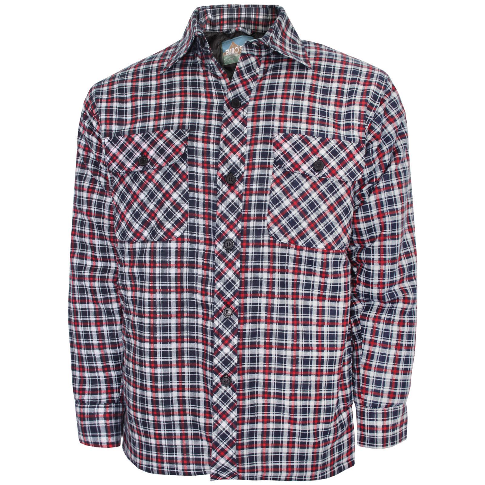 New Mens Padded Quilted Lined Shirt Flannel Lumberjack Work Jacket Warm M-XXL - Picture 15 of 24