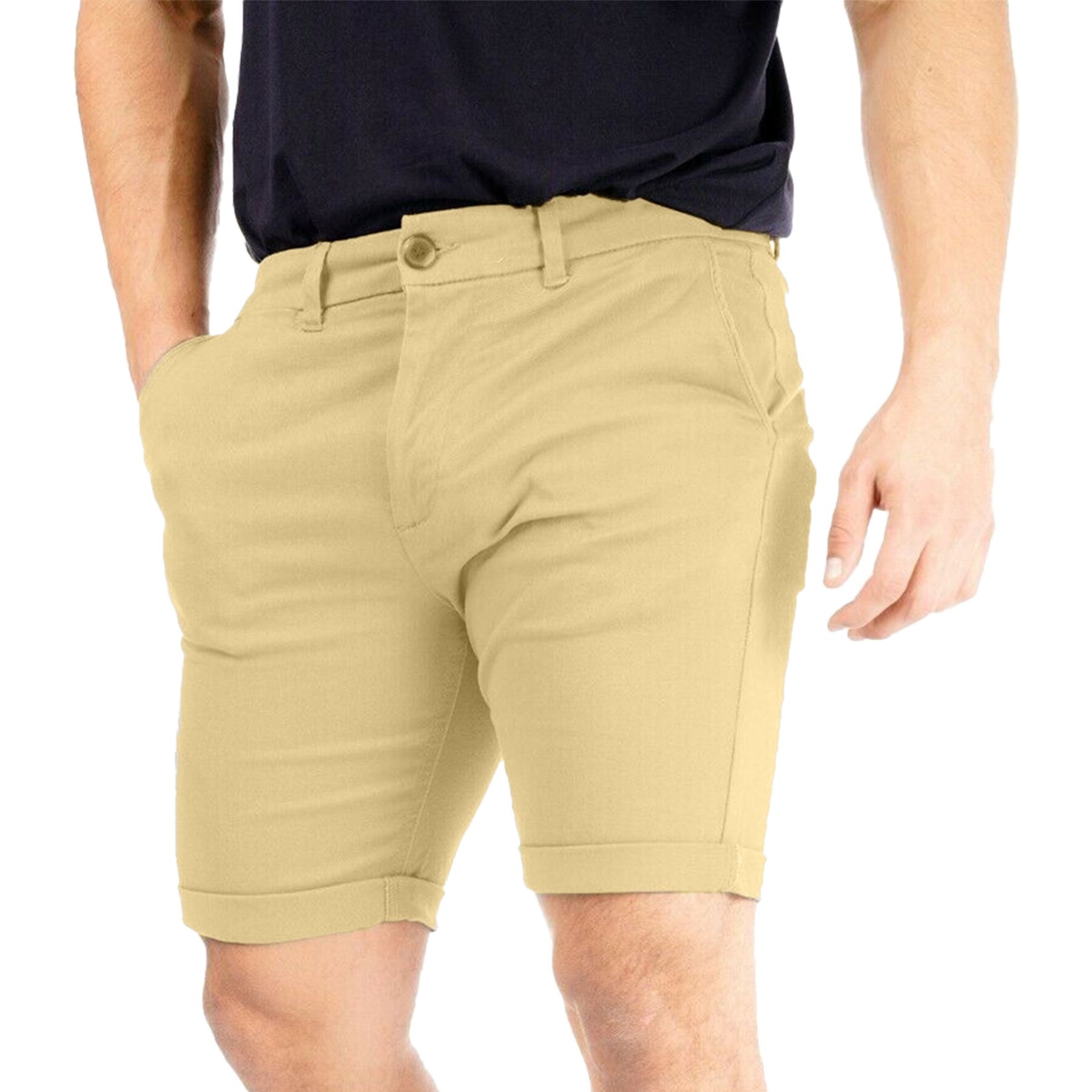 Mens Stretch Chino Shorts Cotton Summer Half Pant Casual Cargo Combat Casual - Picture 16 of 17