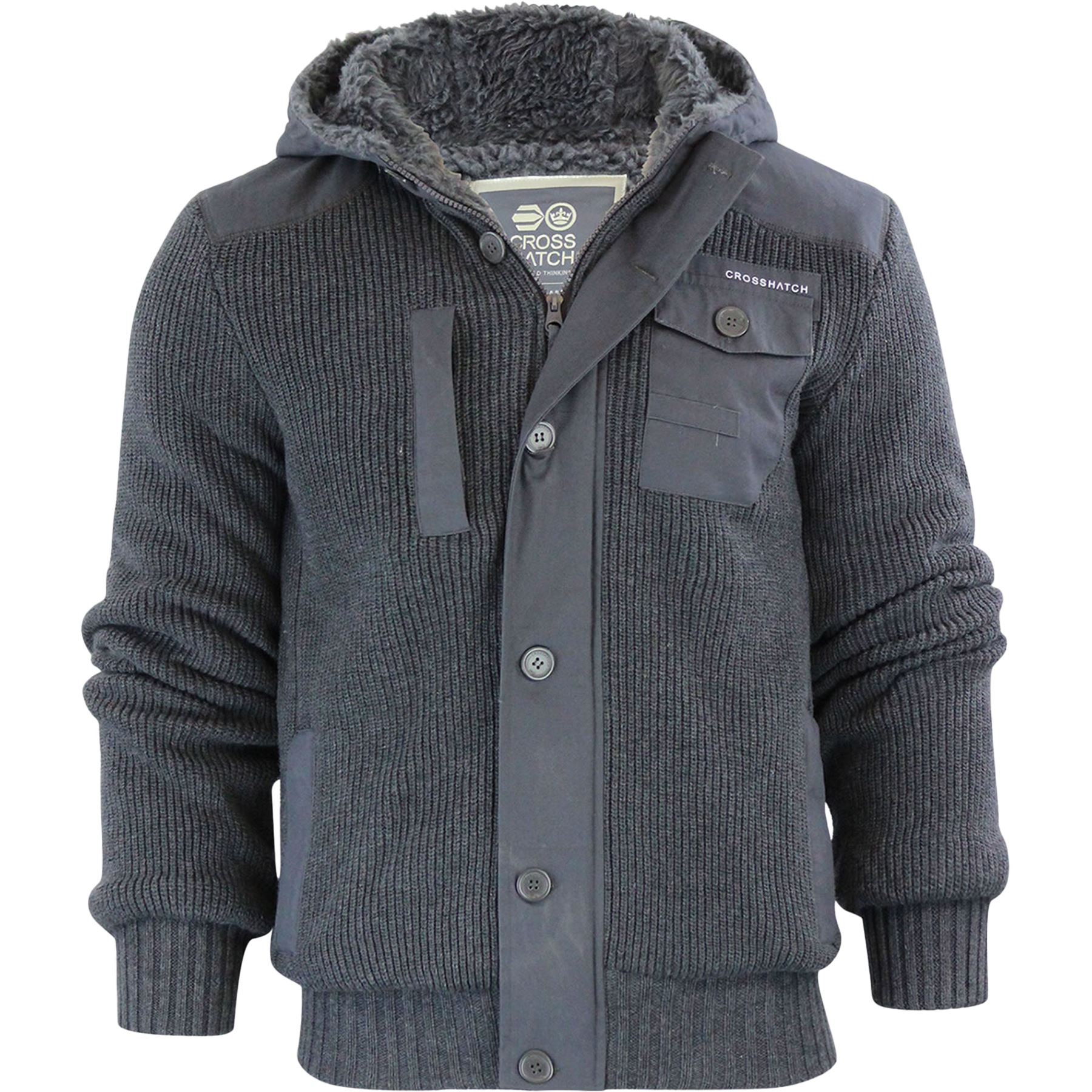 mens knitted fleece lined cardigan