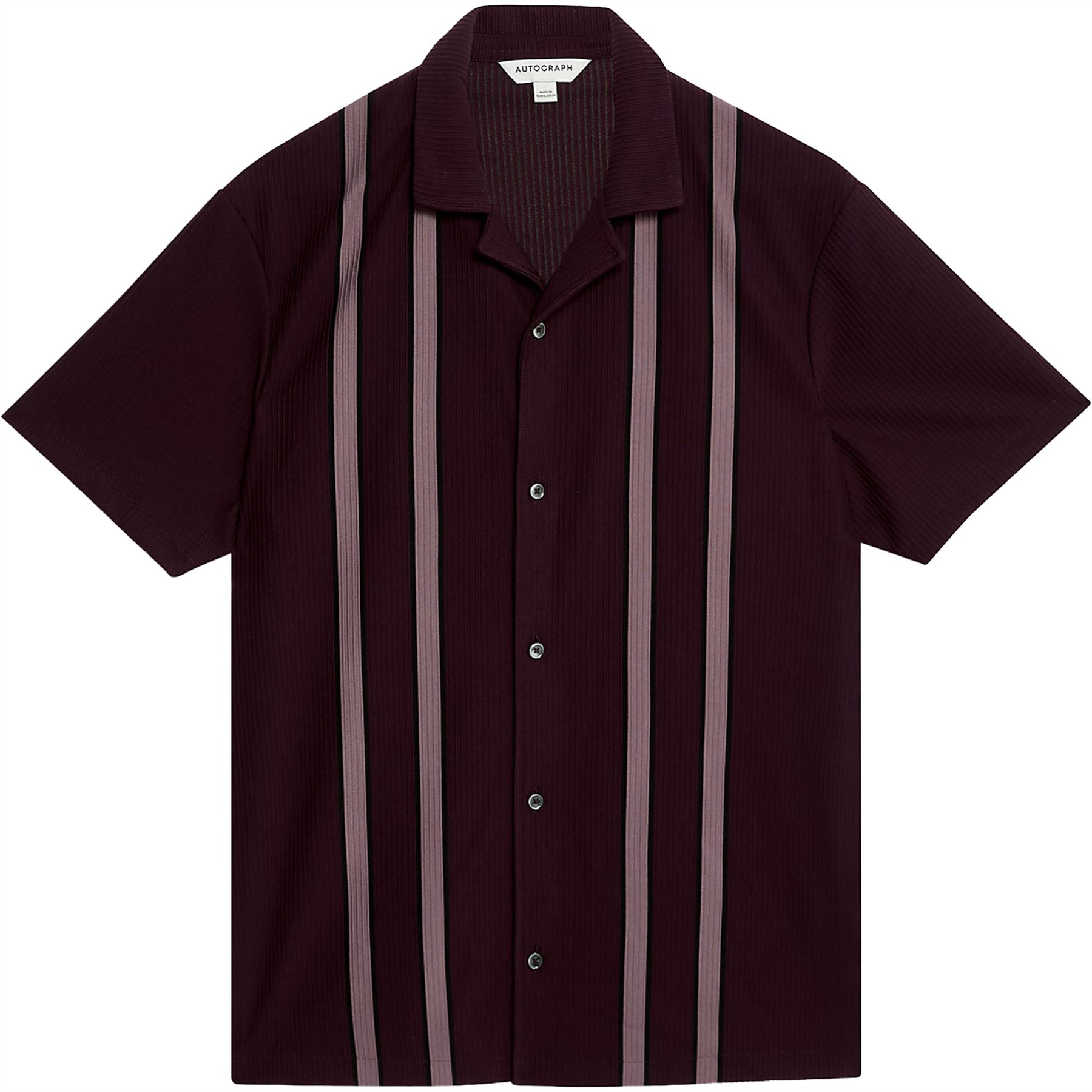 Mens M&S Polo Shirt Textured Stripe Top Waffle Collared Short Sleeve Top - Picture 5 of 6