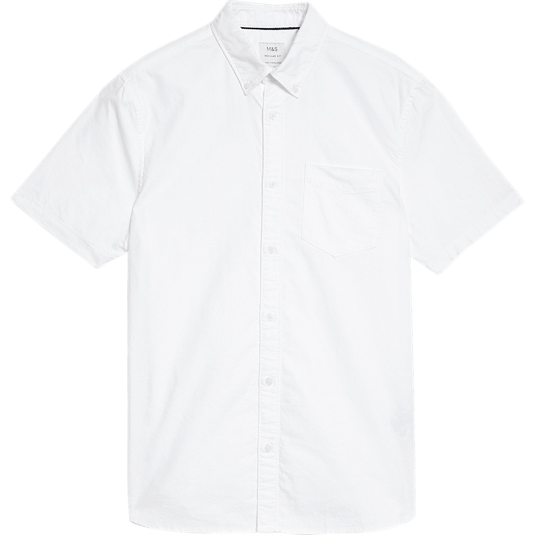 M&S Mens Short Sleeve Shirt Pure Cotton Regular Work Formal Summer Work Shirt - Picture 4 of 4