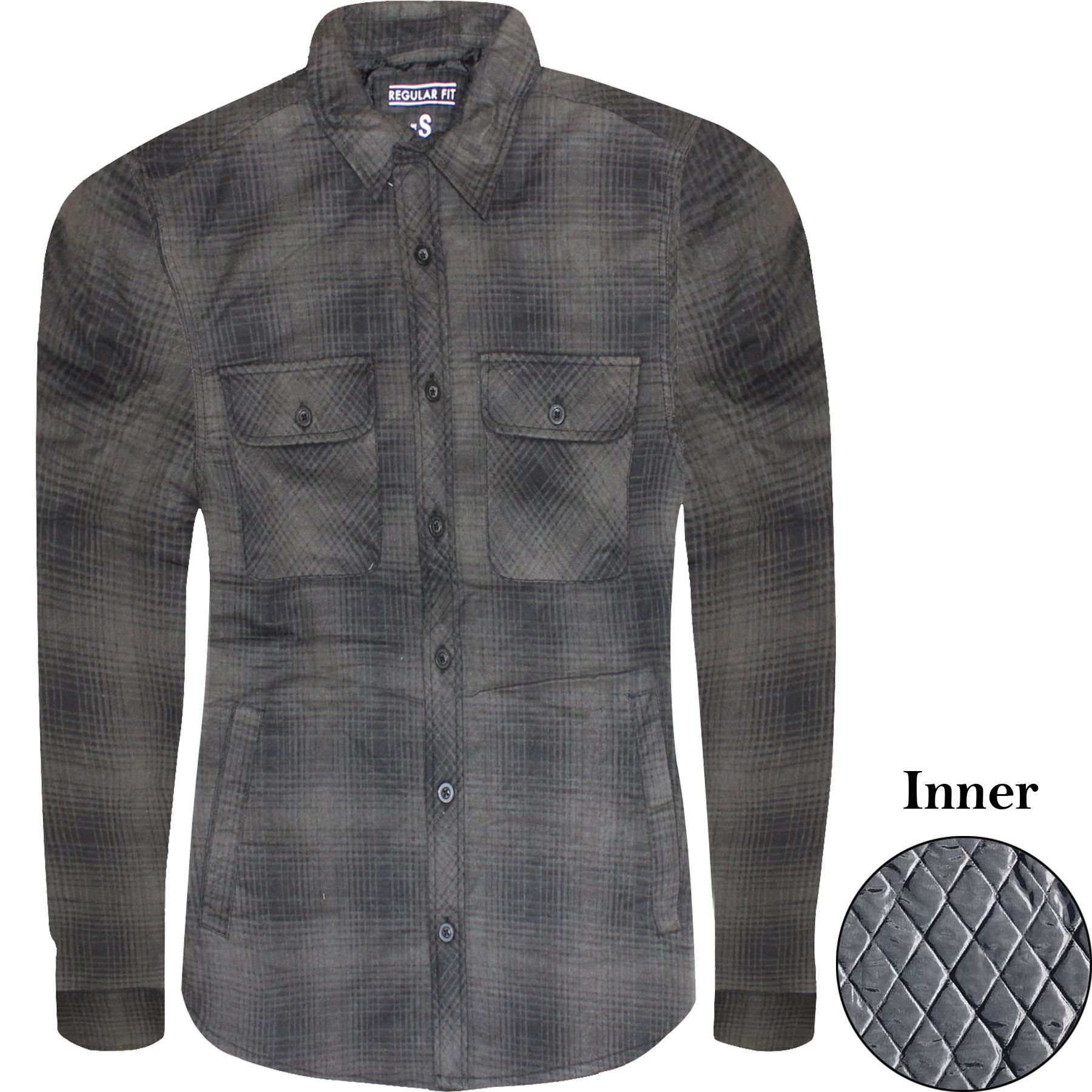 Mens Quilted Lined Shirt Thick Lumberjack Flannel Check Work Warm Padded Jacket - Picture 16 of 24