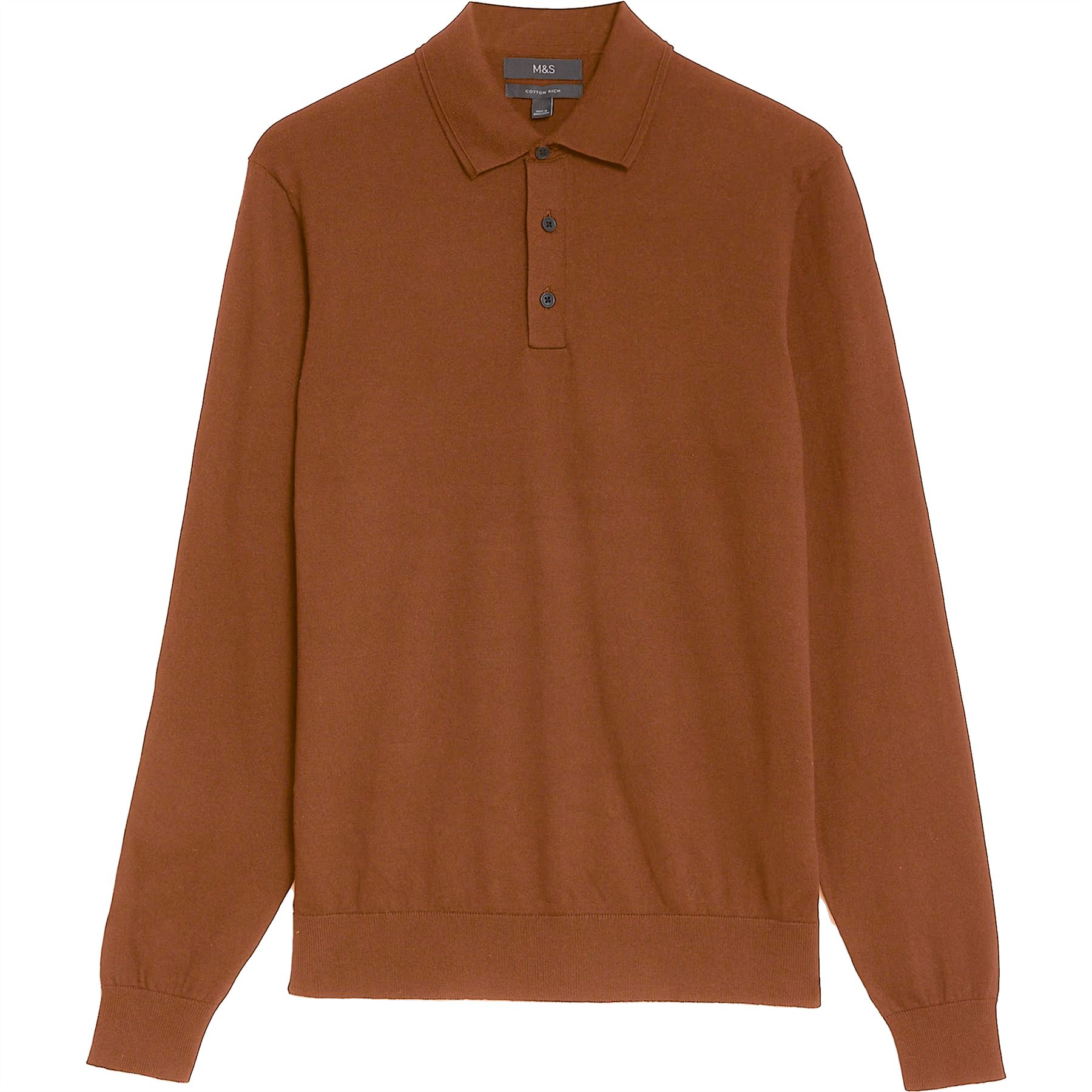 Mens M&S Long Sleeve Knitted Polo Jumper Button Weaved Regular Pullover - Picture 5 of 5