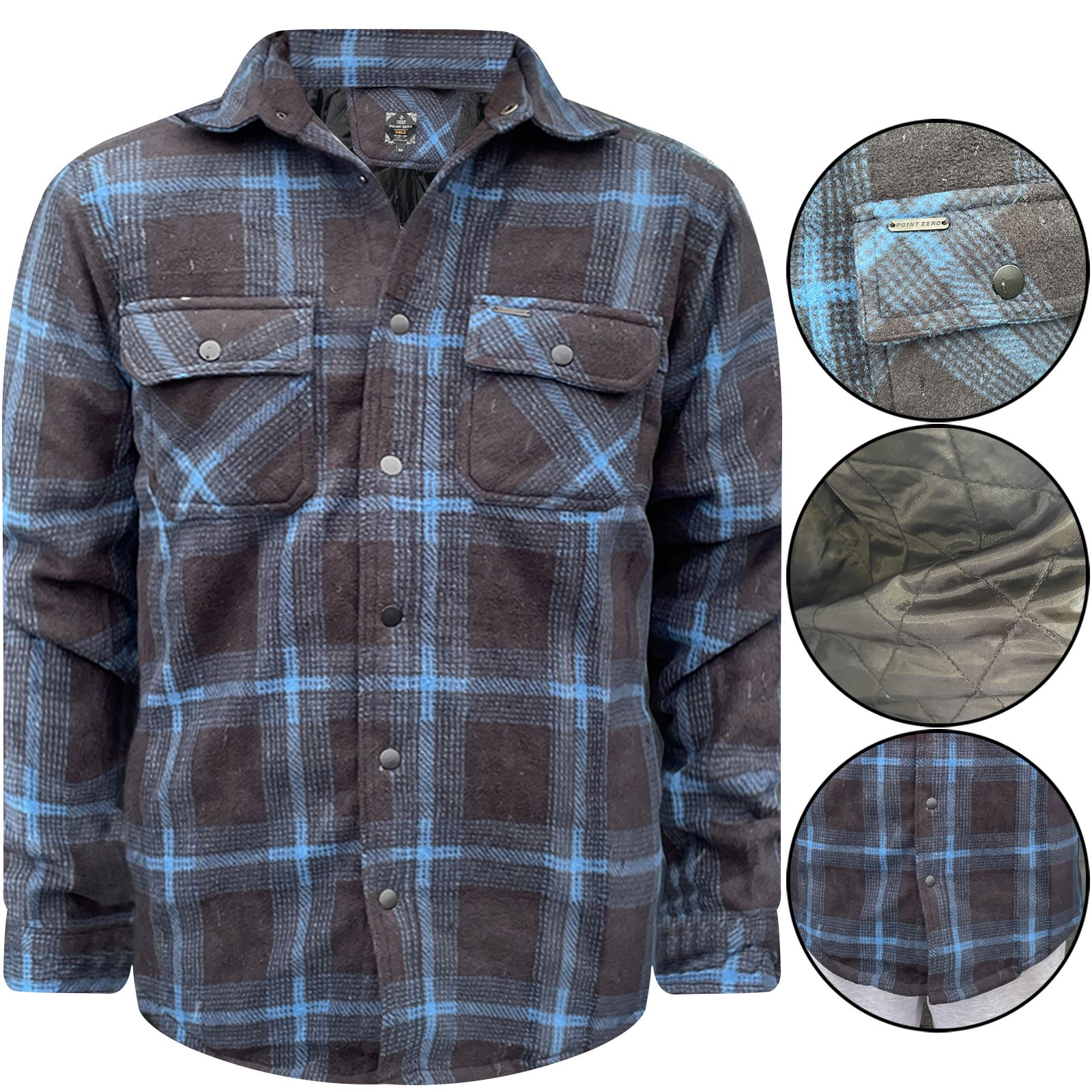 Mens Padded Shirt Quilted Fleece Lined Lumberjack Brushed Flannel Thick Jacket - Picture 2 of 5