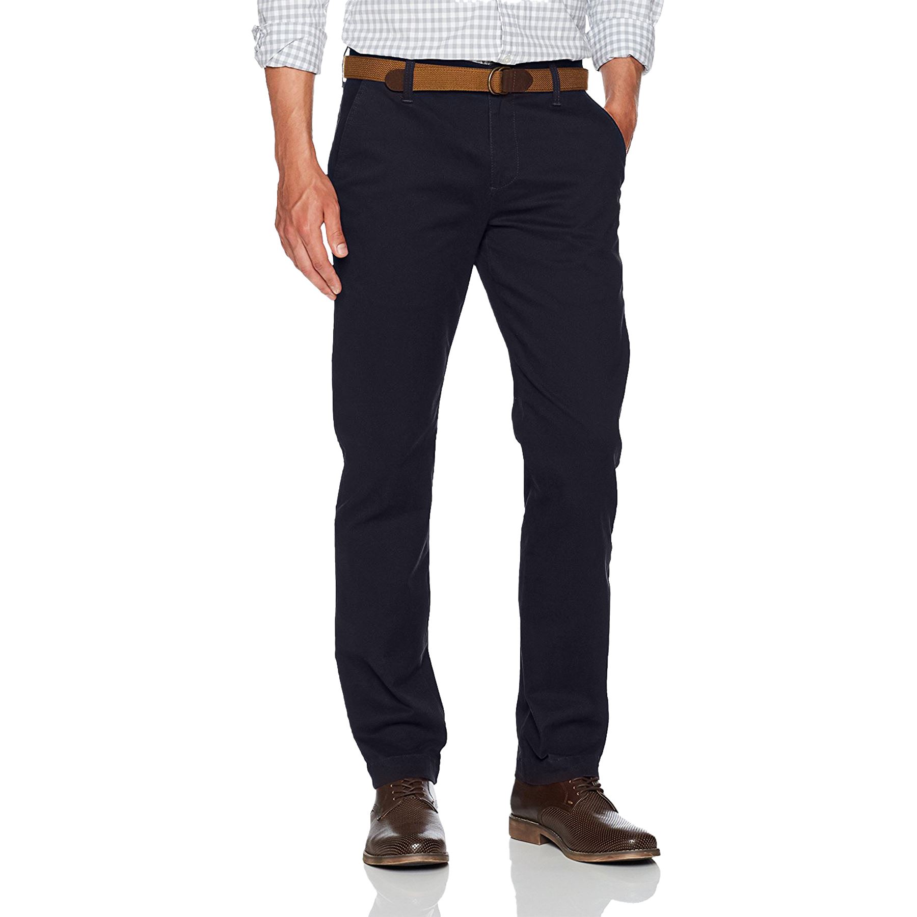 Mens ExBrand Stretch Chino Trousers Cotton Regular Slim Fit Pants Spandex Pants