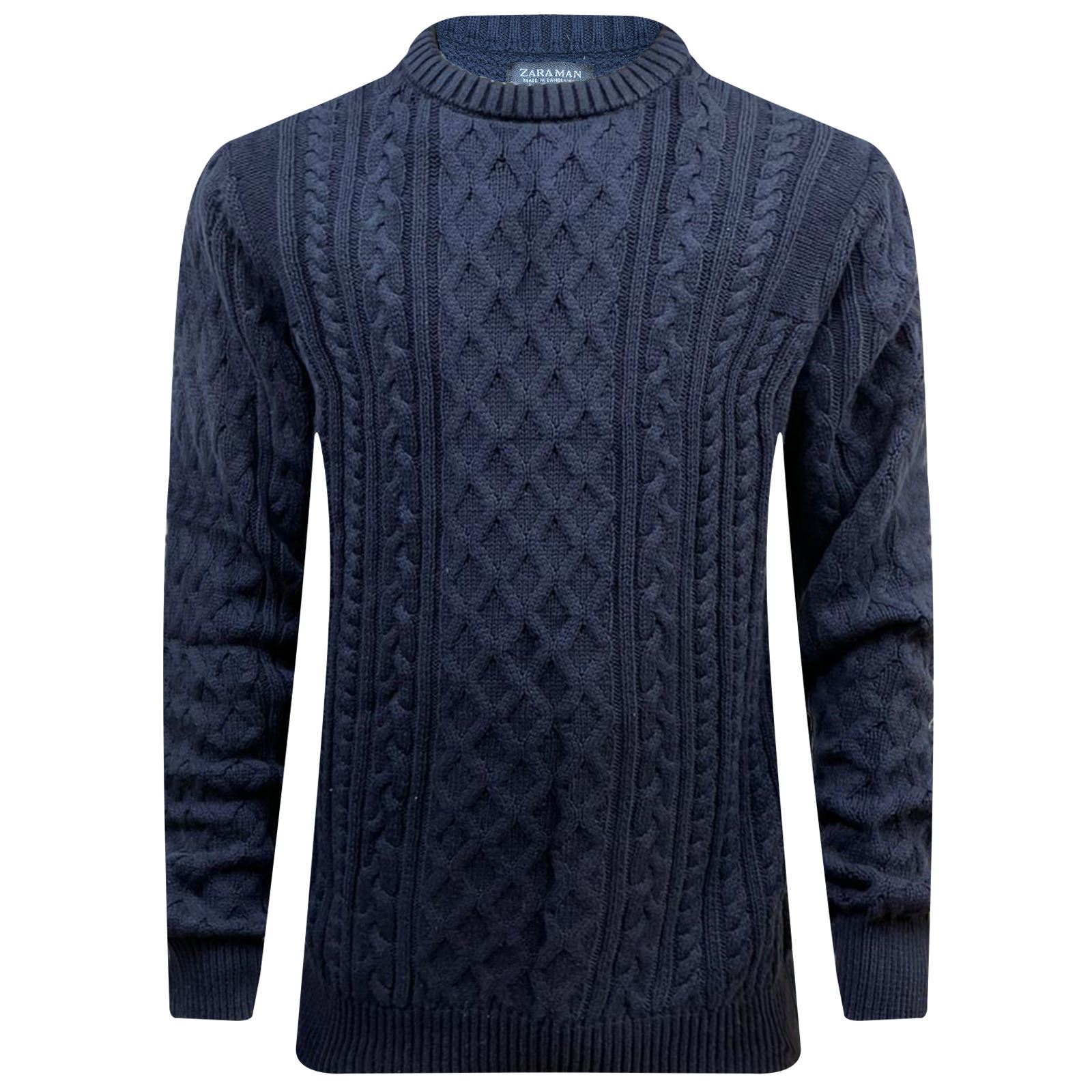 ZARA MENS CHUNKY Cable Knitted Thick Jumper Long Sleeve Crew Neck Heavy