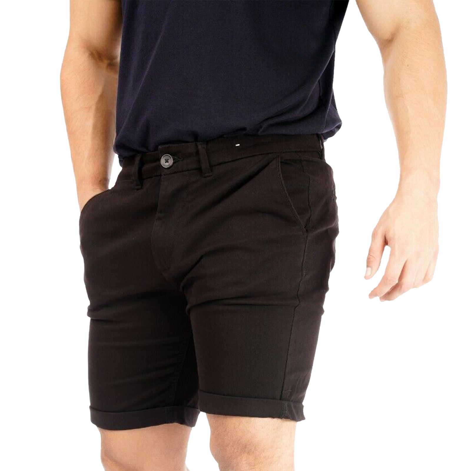 Mens Chino Shorts Casual Slim Fit Stretch Classic Relaxed Golf Summer Half Pant - Picture 17 of 30