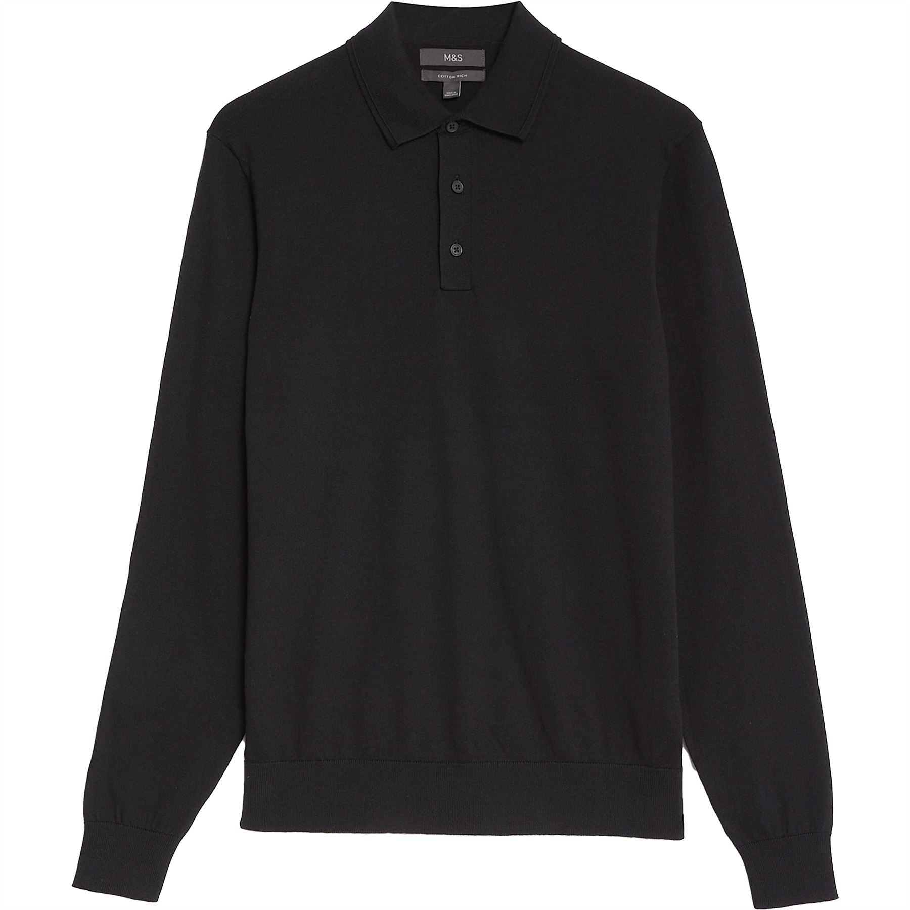 Mens M&S Long Sleeve Knitted Polo Jumper Button Weaved Regular Pullover - Picture 4 of 5