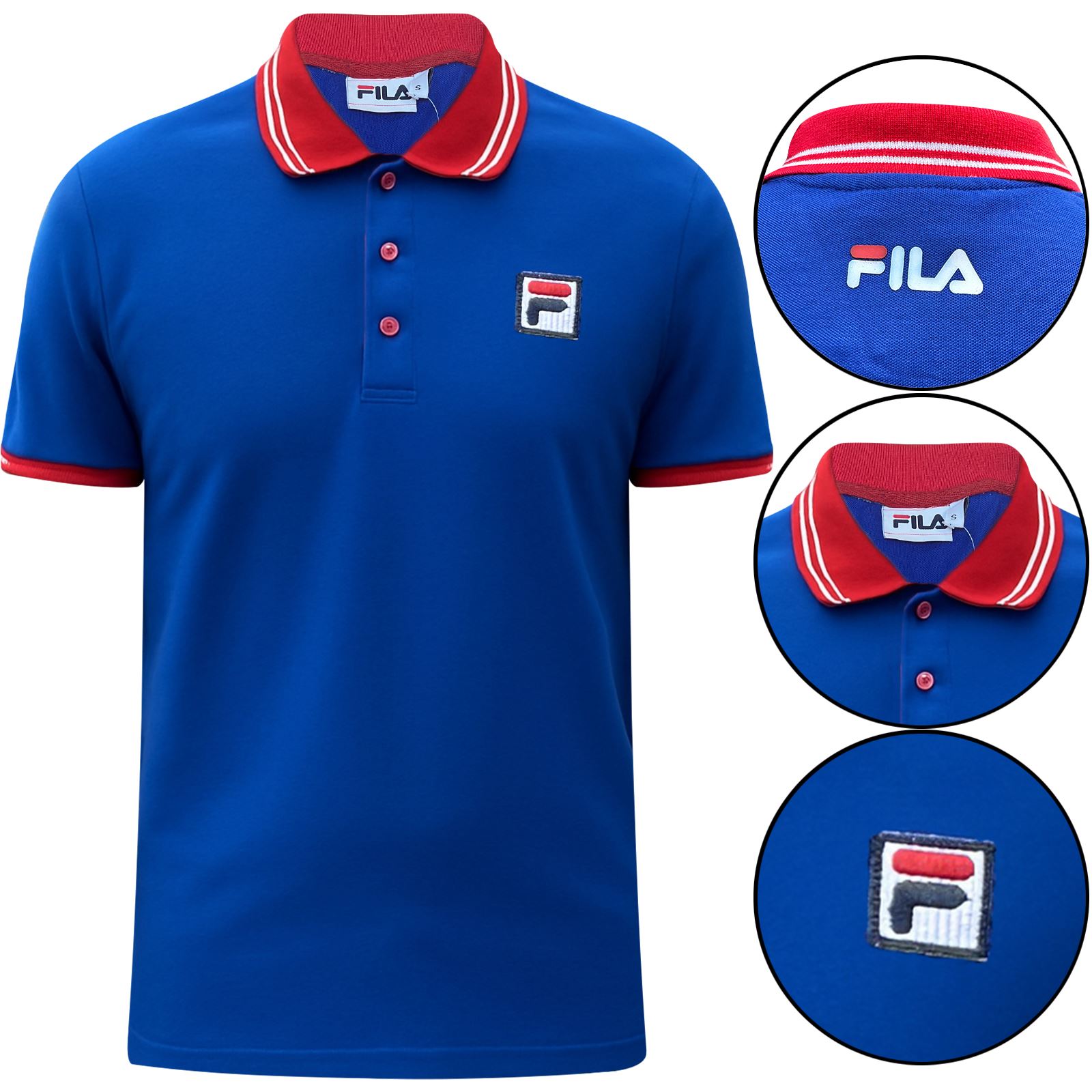Fila Mens Short Sleeve Polo Shirt Cotton Contrast Collar T Shirt Golf Top Tee - Picture 6 of 6