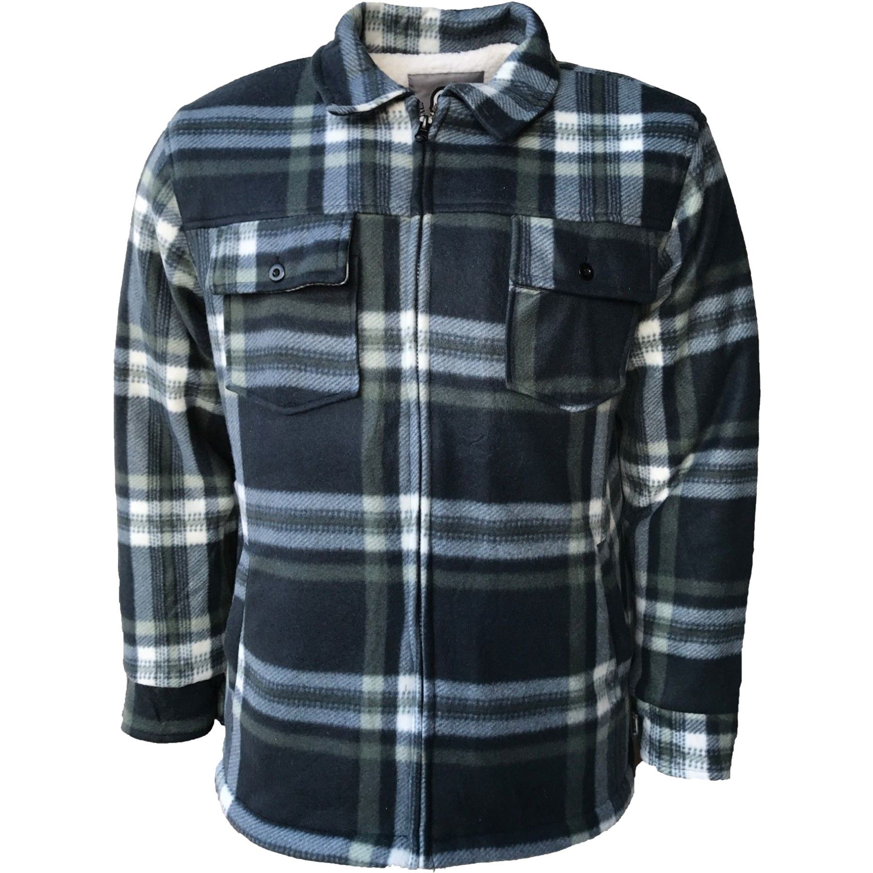 Mens Fleece Sherpa Flannel Padded Work Shirt Sherpa Fur Lined Lumberjack Jacket - Picture 16 of 24