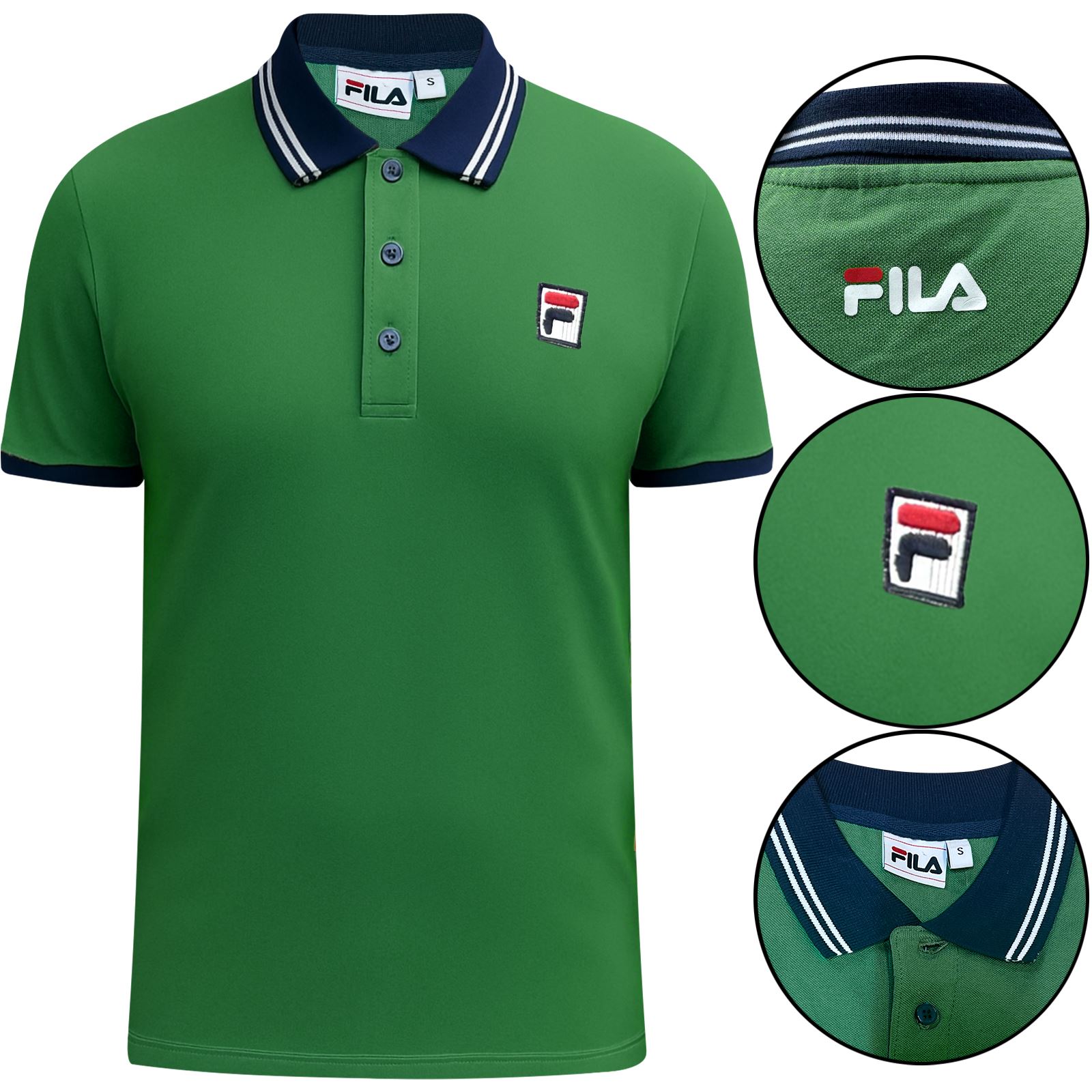 Fila Mens Short Sleeve Polo Shirt Cotton Contrast Collar T Shirt Golf Top Tee - Picture 3 of 6