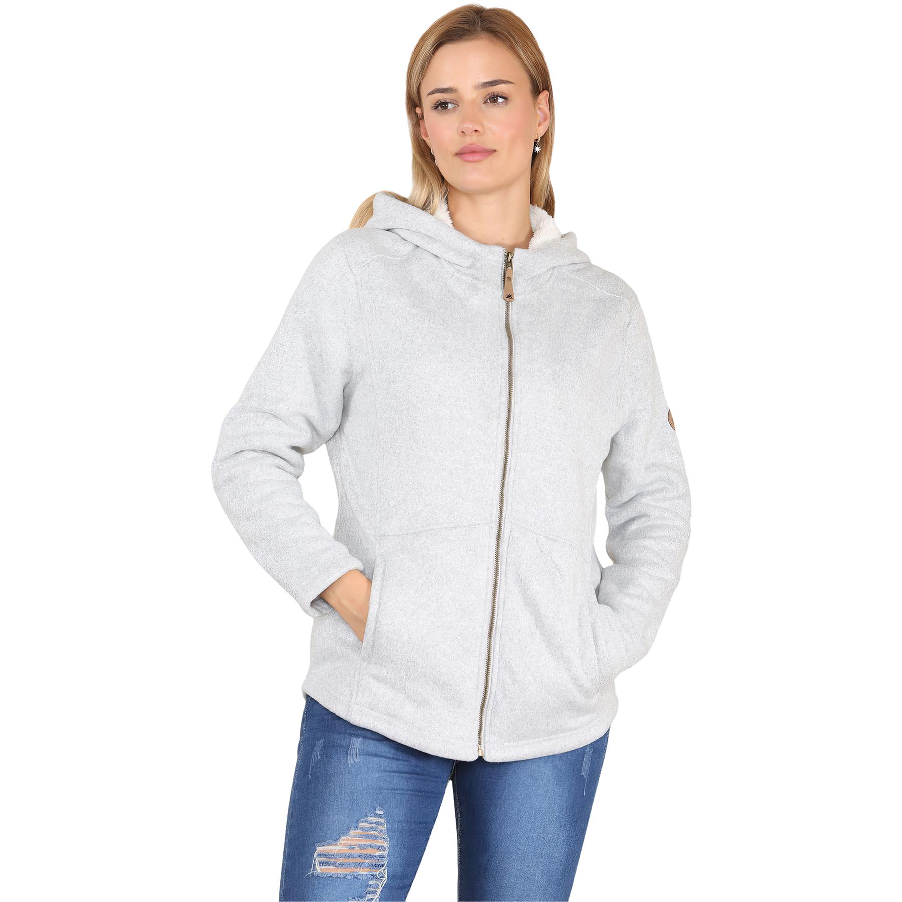 Ladies Fleece Fur Lined Hooded Jacket Womens Chunky Textured