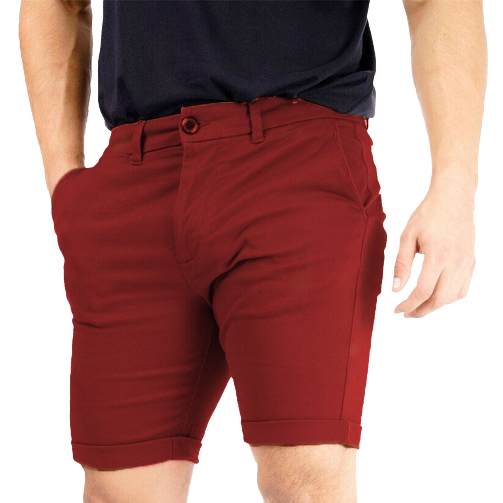 Mens Chino Shorts Casual Slim Fit Stretch Classic Relaxed Golf Summer Half Pant - Picture 24 of 30