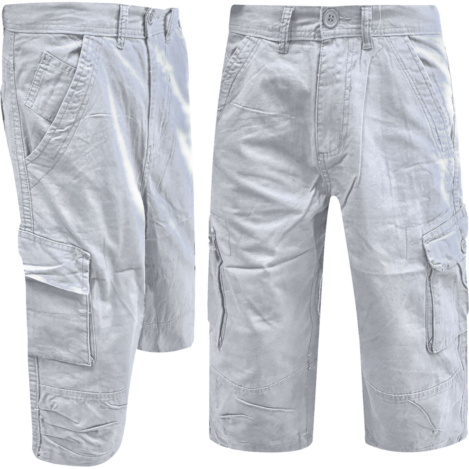 Mens Ex-Wrangler Long Length 3/4 Cargo Combat Three Quarter Chino Twill Shorts - Picture 9 of 17