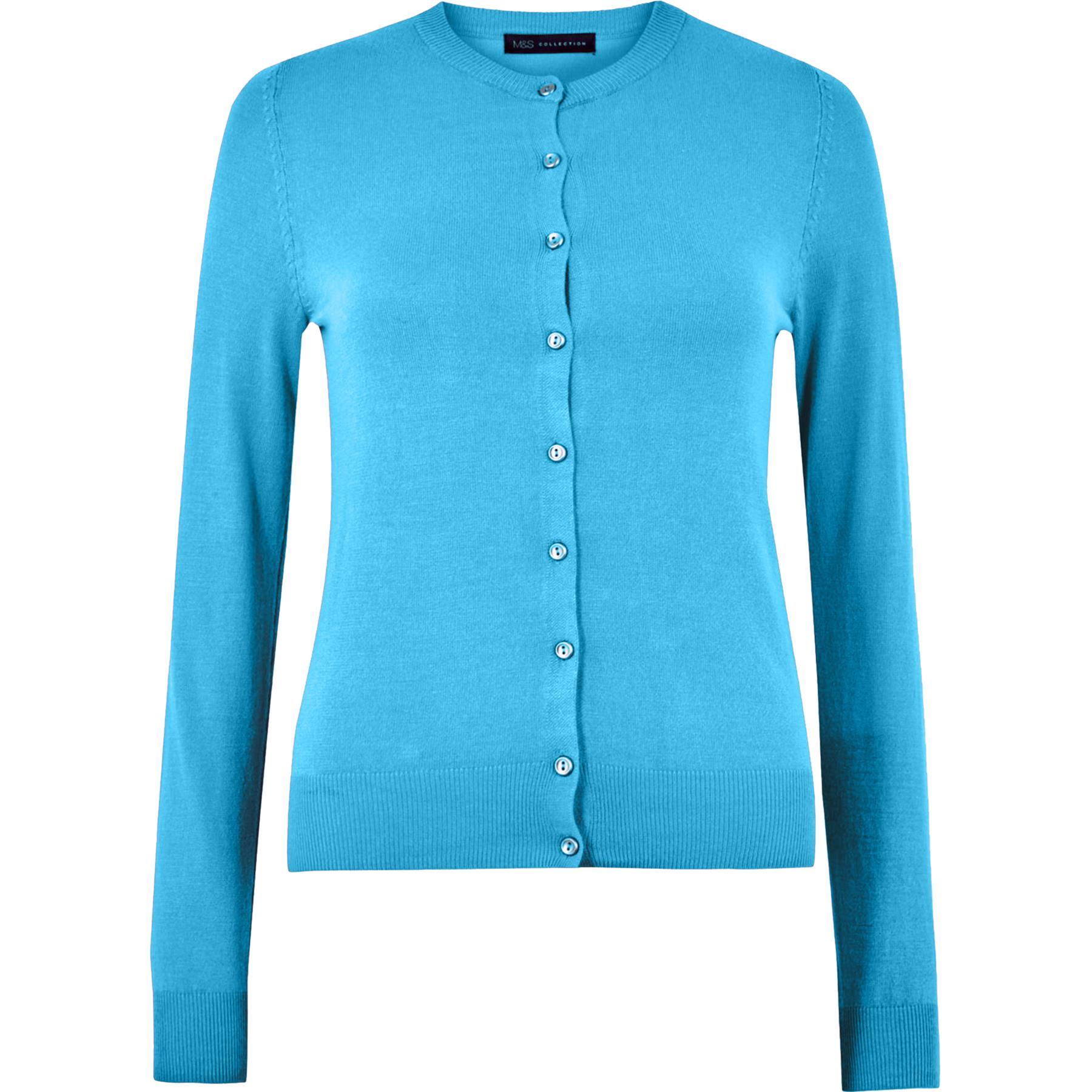 M&S Women Ladies Button Up Cardigan Jumper Knitted Round Neck Long ...