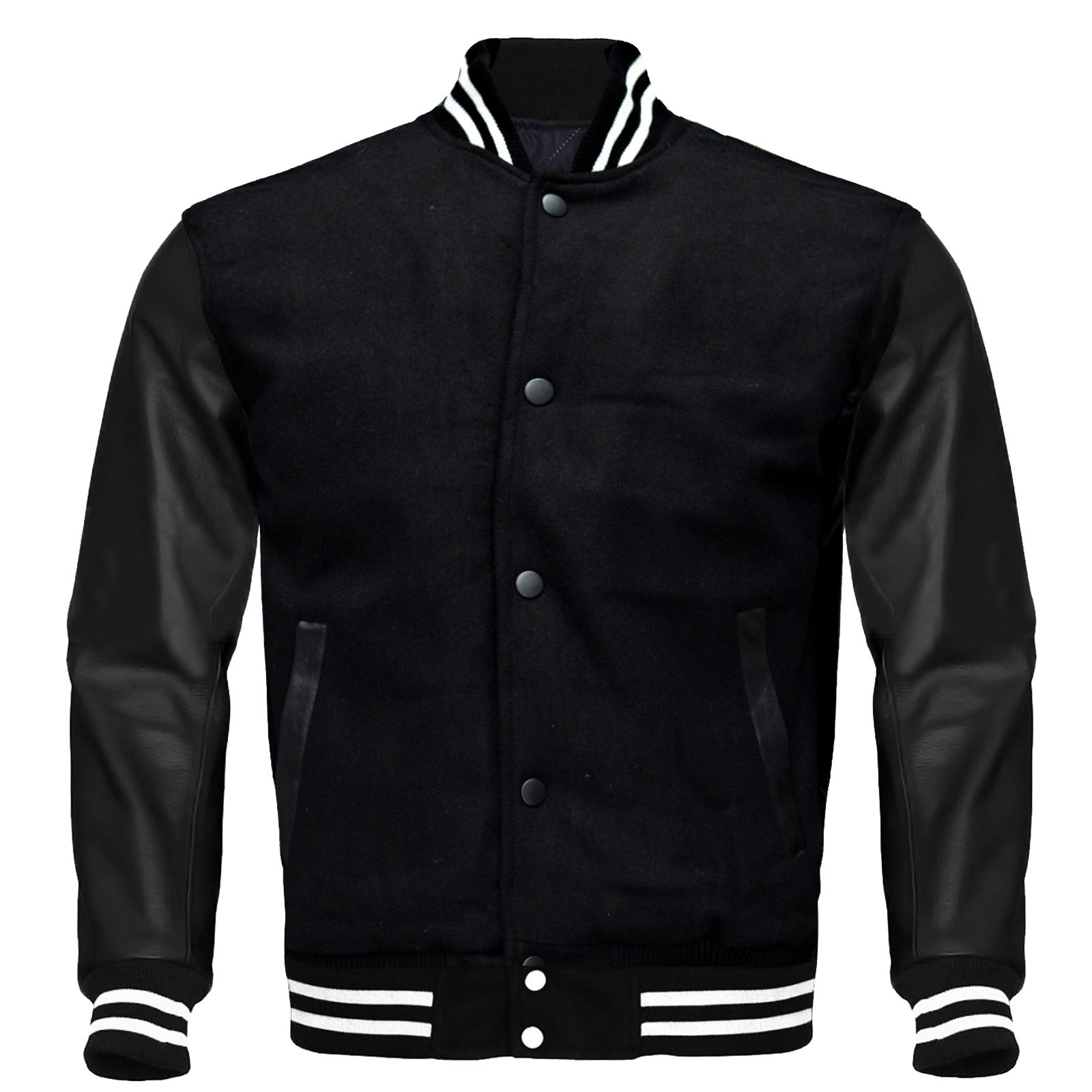 Mens Varsity Baseball Padded Fleece Jacket PU Faux Leather Sleeve Bomber XS-XXL | eBay
