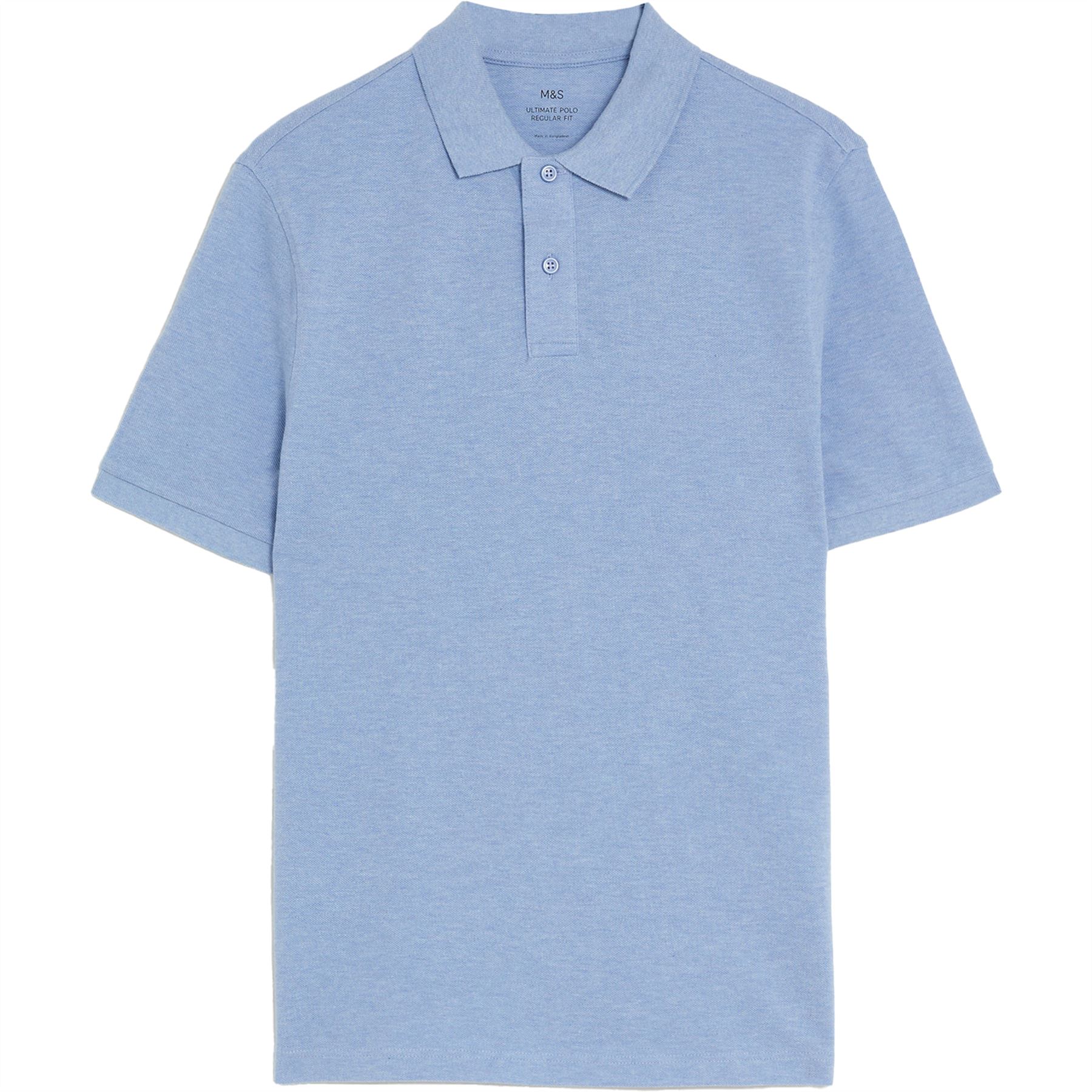 M&S Mens Cotton Pique Regular Fit Polo Shirt Short Sleeved 100 Cotton