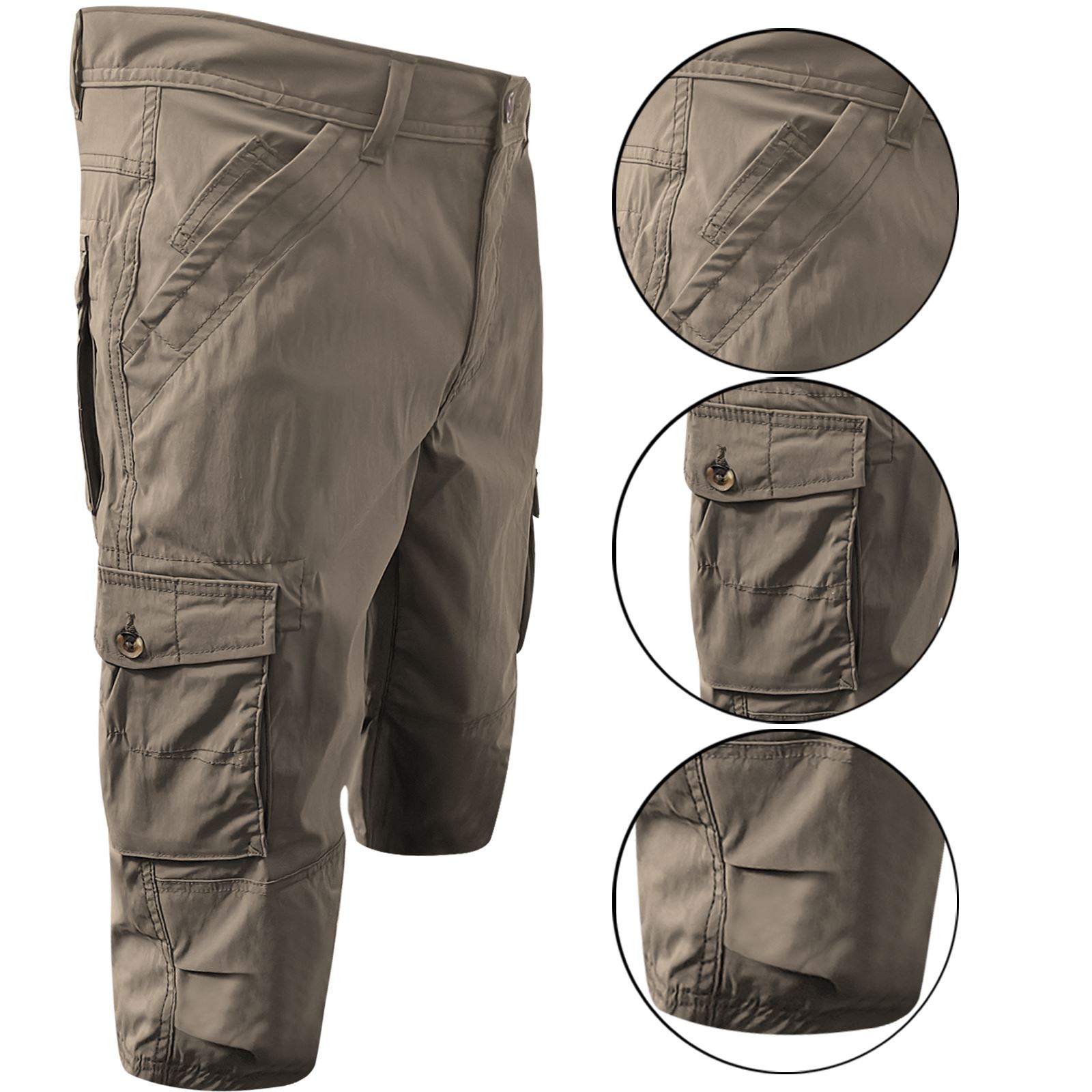 Mens Stretch Cargo Shorts Long Below Knee 4 Way Active Gym Outdoor Pockets