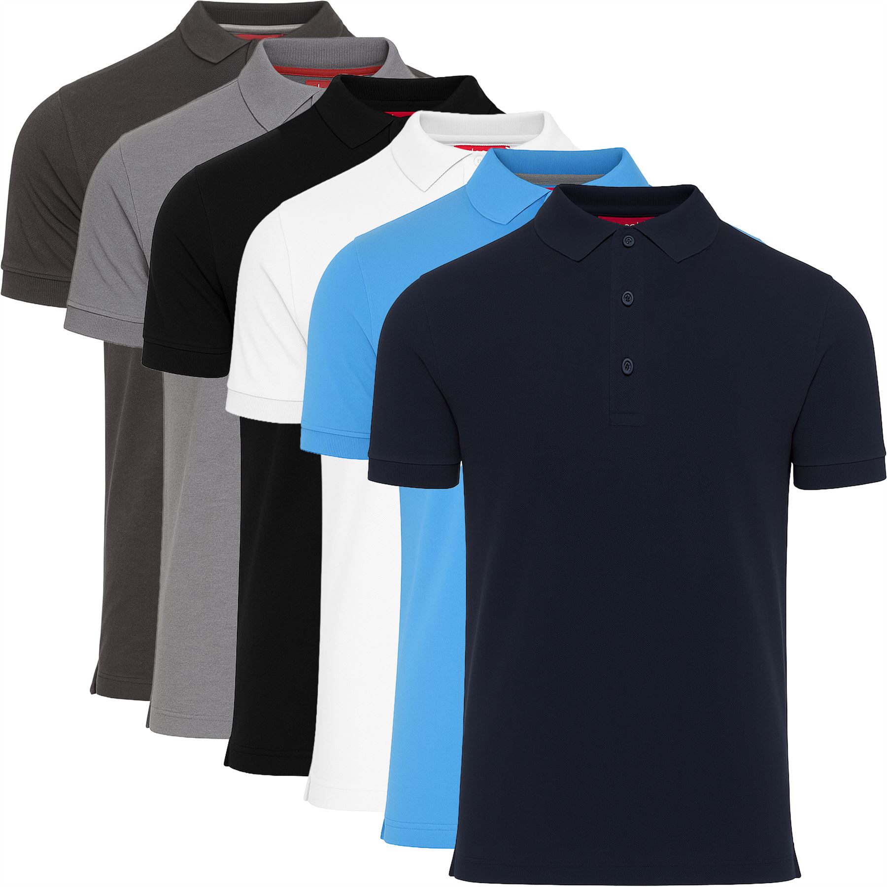 6 Pack Mens Polo Shirt Multipack Set Holiday Gift Plain Top Tipping T-Shirt - Picture 3 of 3