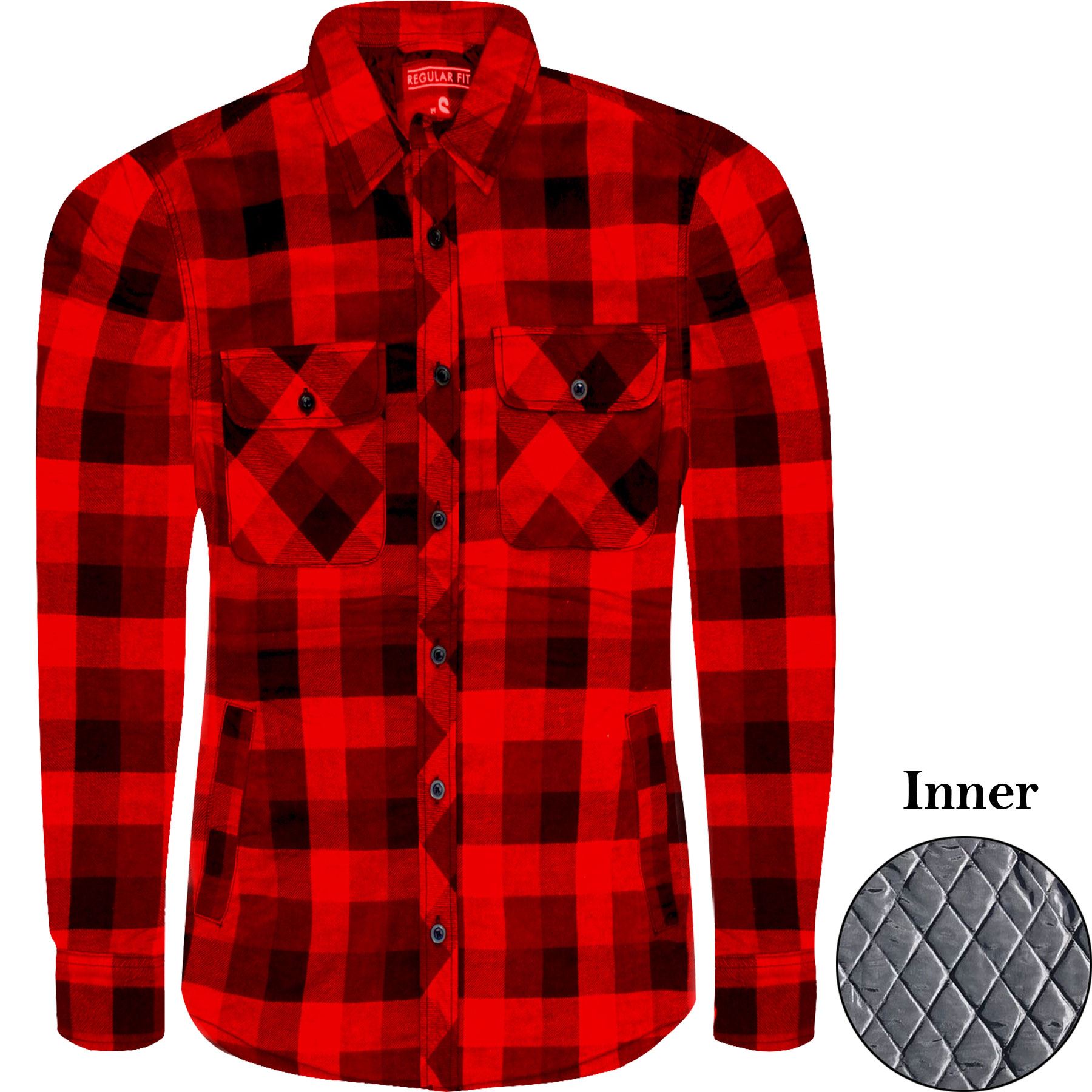New Mens Padded Quilted Lined Shirt Flannel Lumberjack Work Jacket Warm M-XXL - Picture 17 of 24