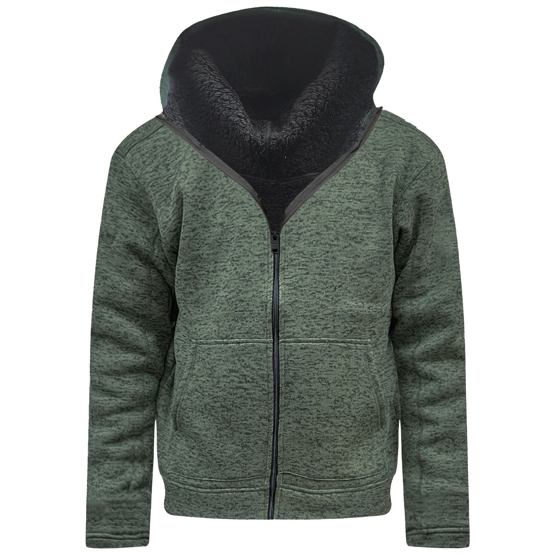 XMAIL Mens Sherpa Fleece Fur Lined Hoodie Winter Hooded Padded