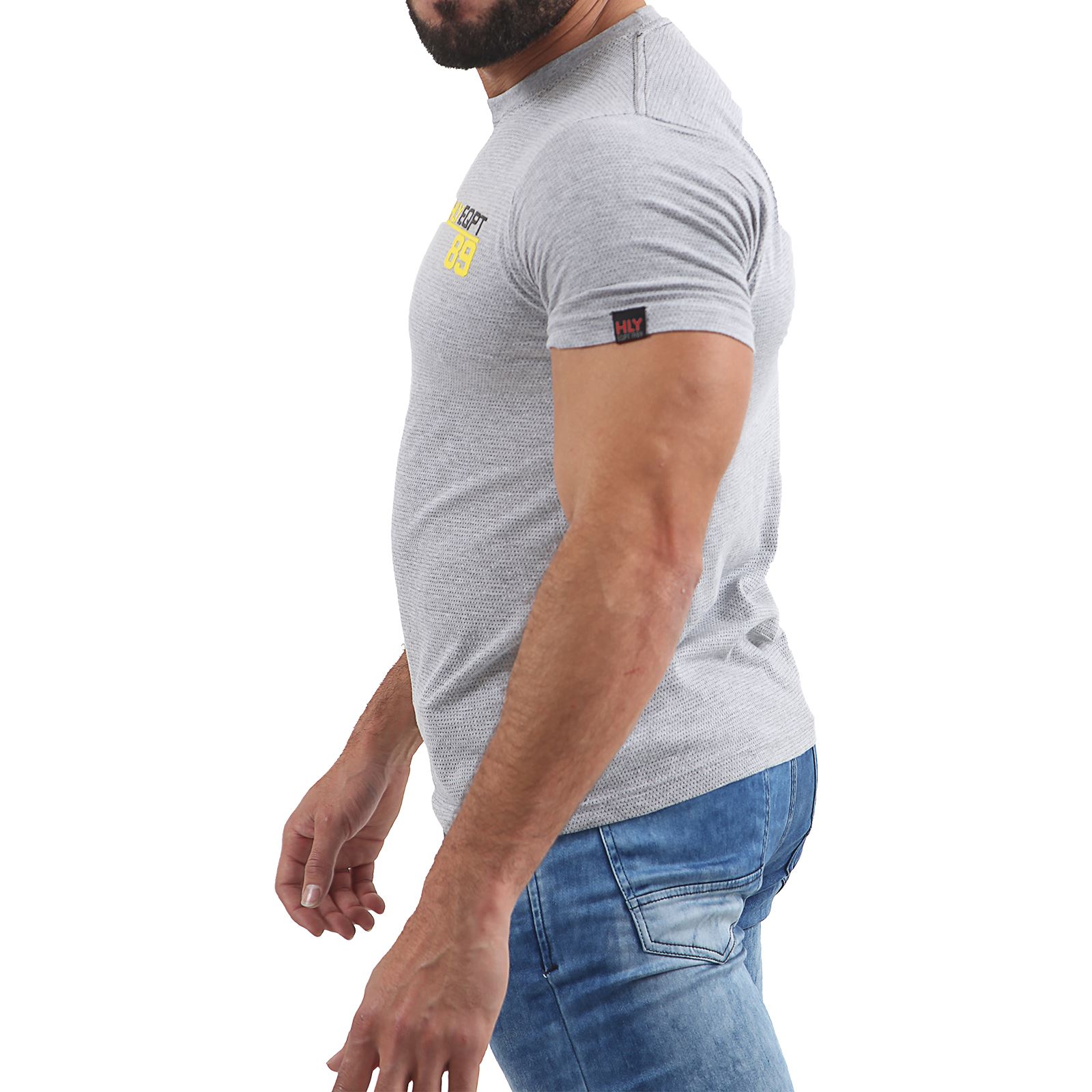 Mens HLY Branded Printed T Shirt 100/% Cotton Top Tee Gym Athletic Crew Neck