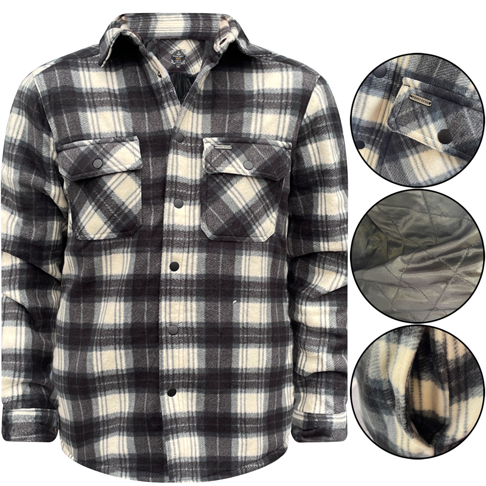 Mens Padded Shirt Quilted Fleece Lined Lumberjack Brushed Flannel Thick Jacket - Picture 3 of 5