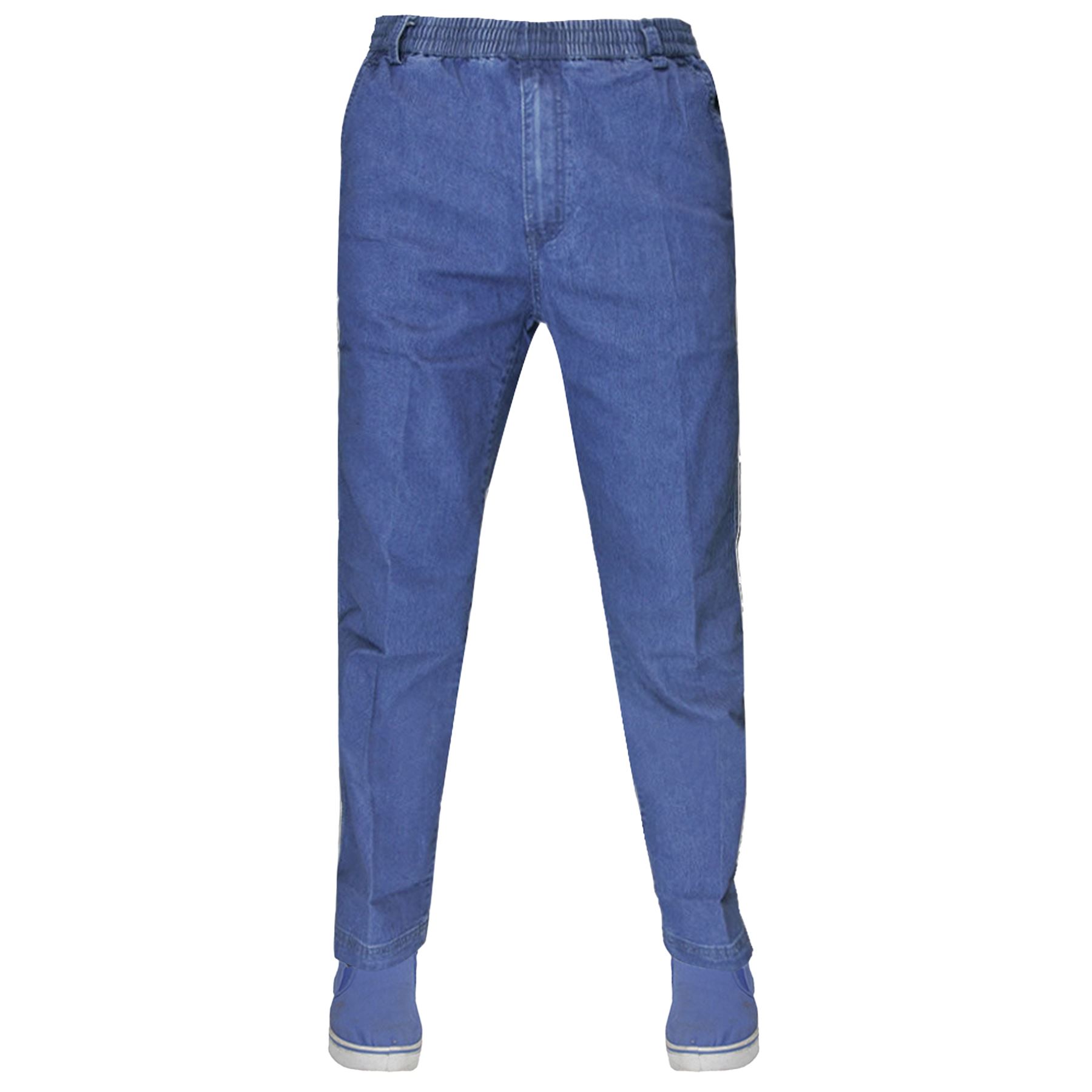 Mens Elasticated Waist Jeans Stretch Denim Trouser Straight Work Casual Pants