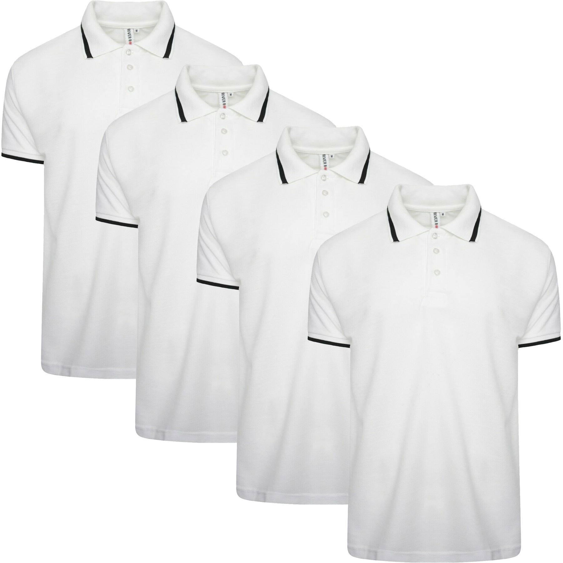 New Pack of 4 Mens Polo Shirt Short Sleeve Plain Pique Top Designer Tshirt Tee