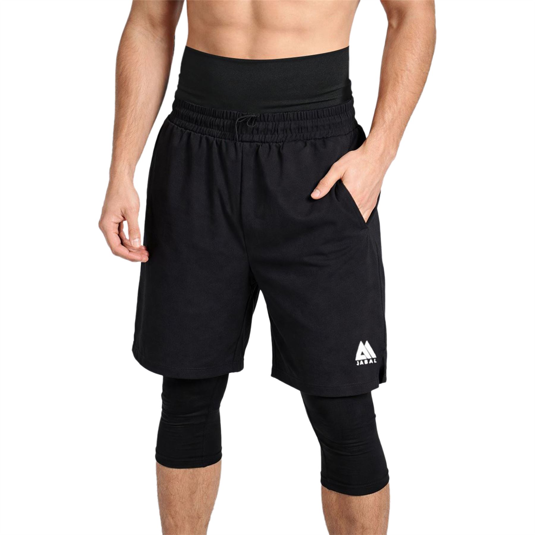 JABAL Mens Awrah Shorts Long Below Knee Swim Modest Zip Pockets Holiday Beach