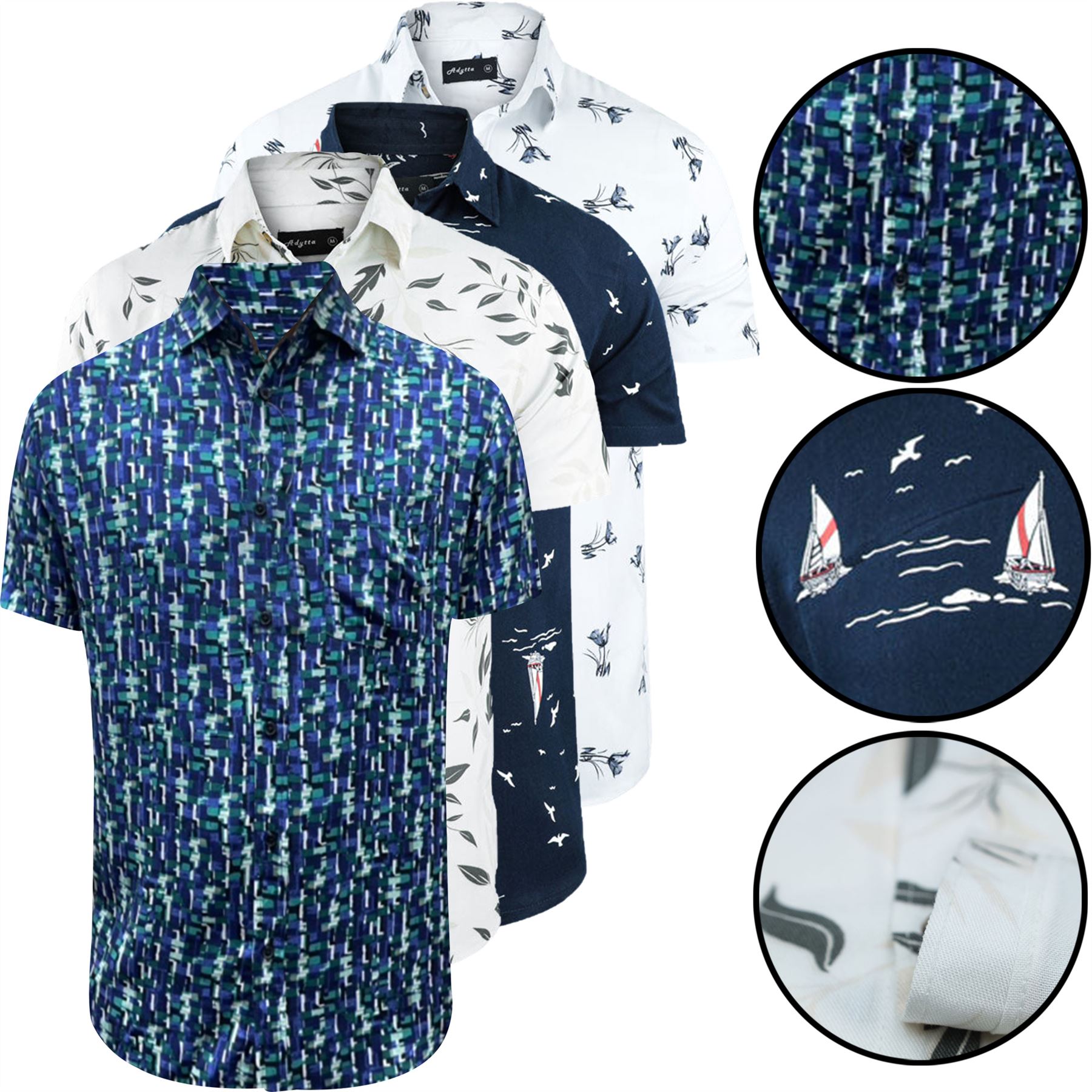 Mens Hawaiian Shirt 4 Pack Springfield Floral Summer Short Sleeve Beach Holiday - Picture 5 of 6