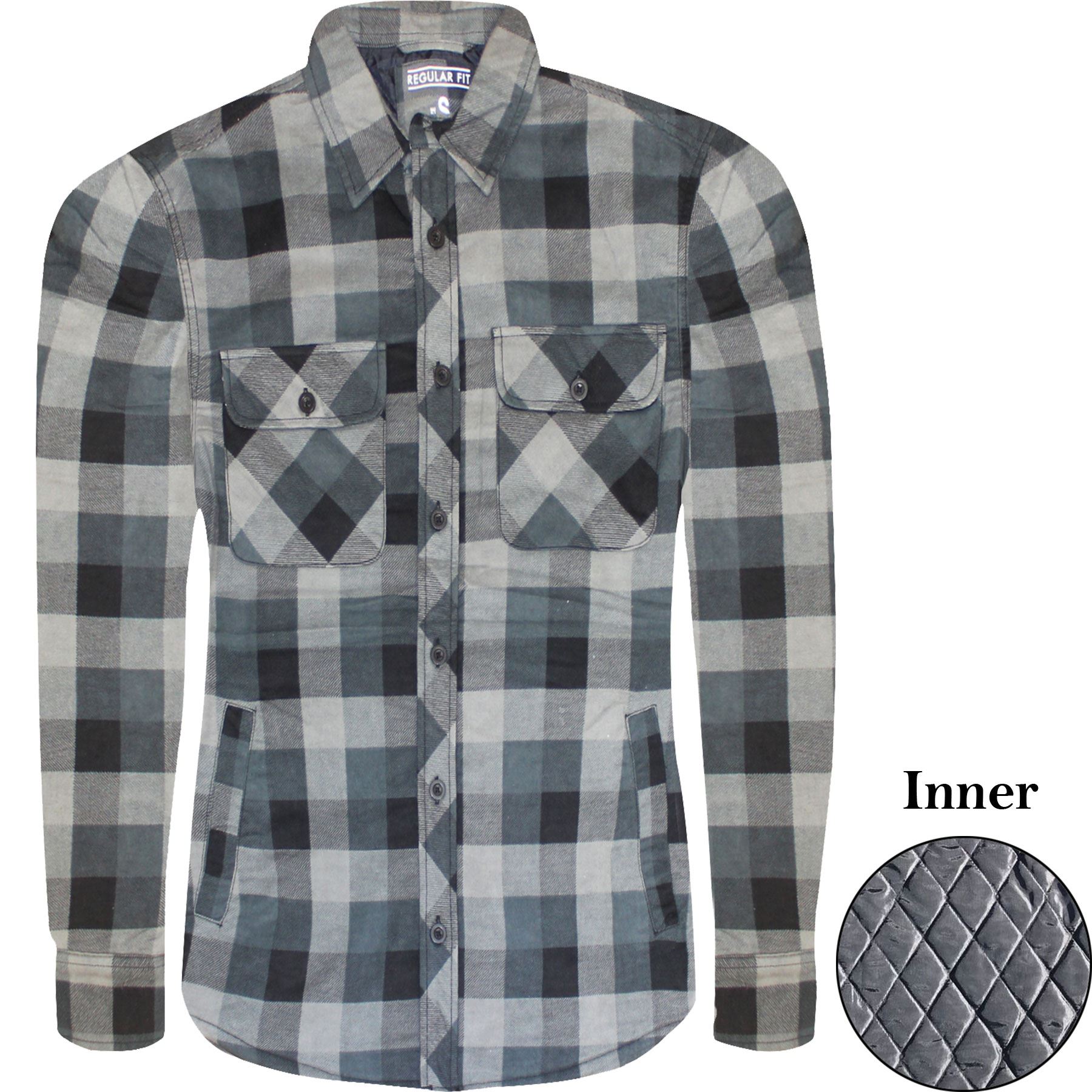 Mens Quilted Lined Shirt Thick Lumberjack Flannel Check Work Warm Padded Jacket - Picture 17 of 24