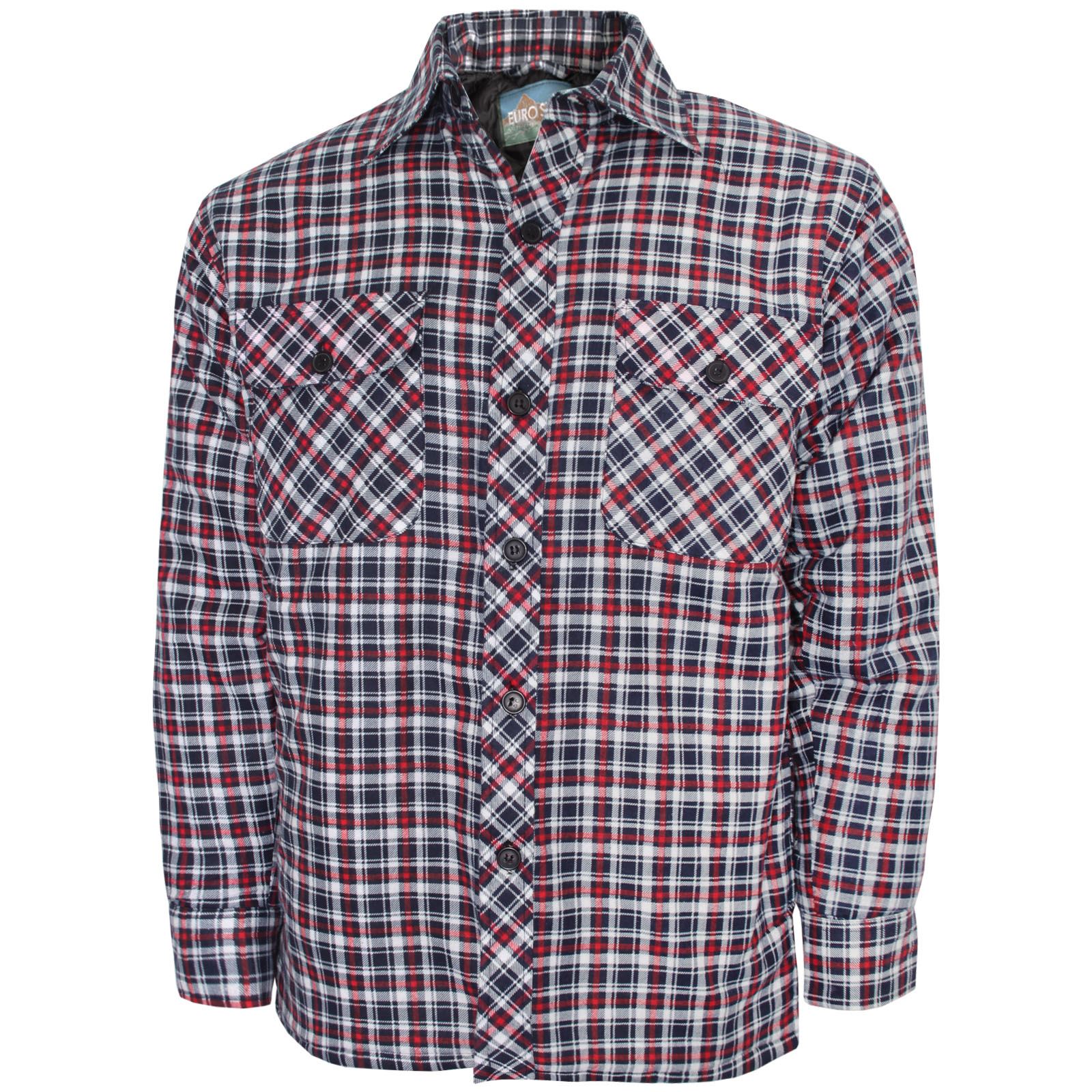 Mens Quilted Lined Shirt Thick Lumberjack Flannel Check Work Warm Padded Jacket - Picture 24 of 24