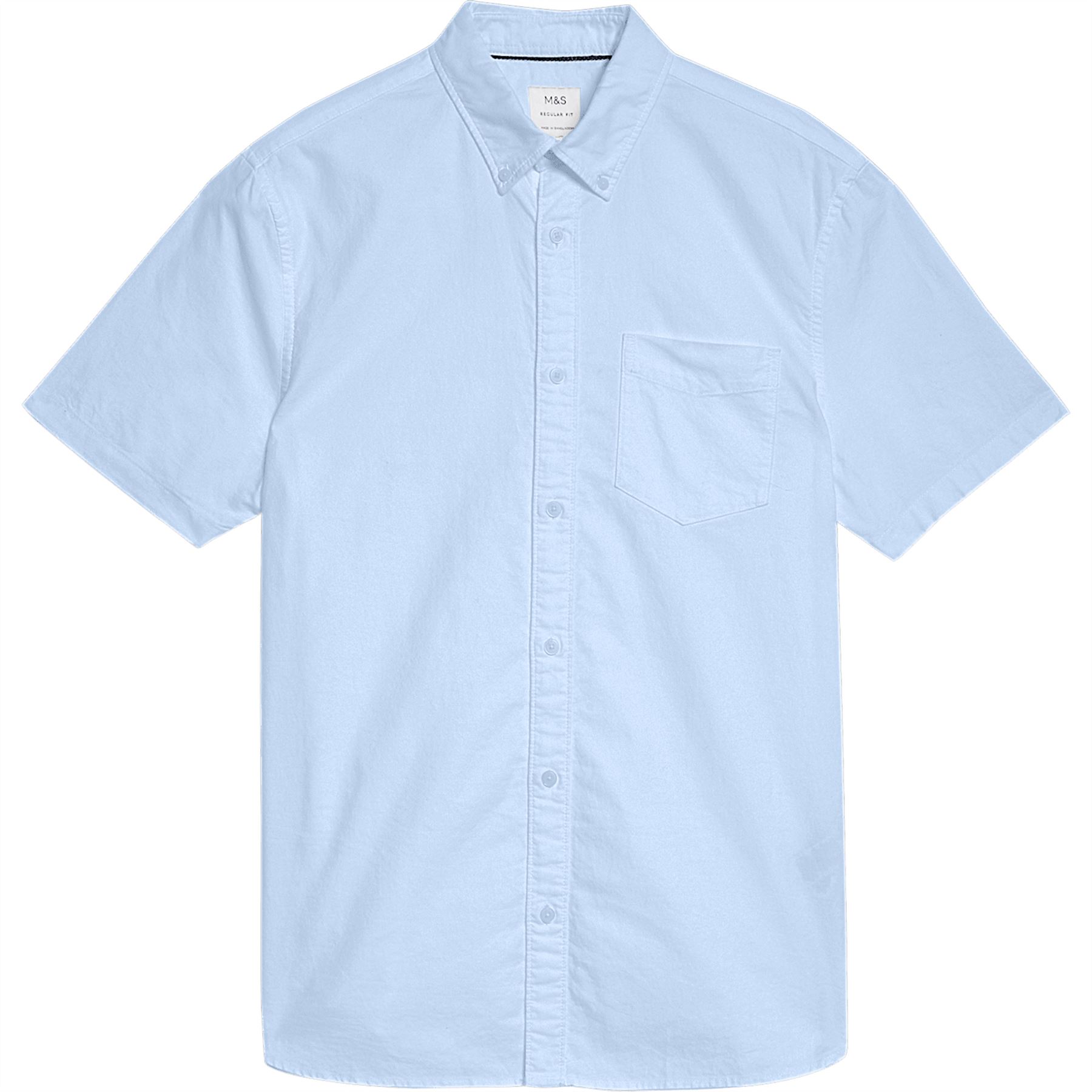 M&S Mens Short Sleeve Shirt Pure Cotton Regular Work Formal Summer Work Shirt - Picture 3 of 4