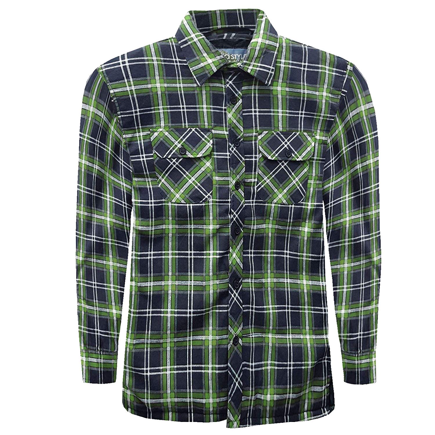 New Mens Padded Quilted Lined Shirt Flannel Lumberjack Work Jacket Warm M-XXL - Picture 11 of 24
